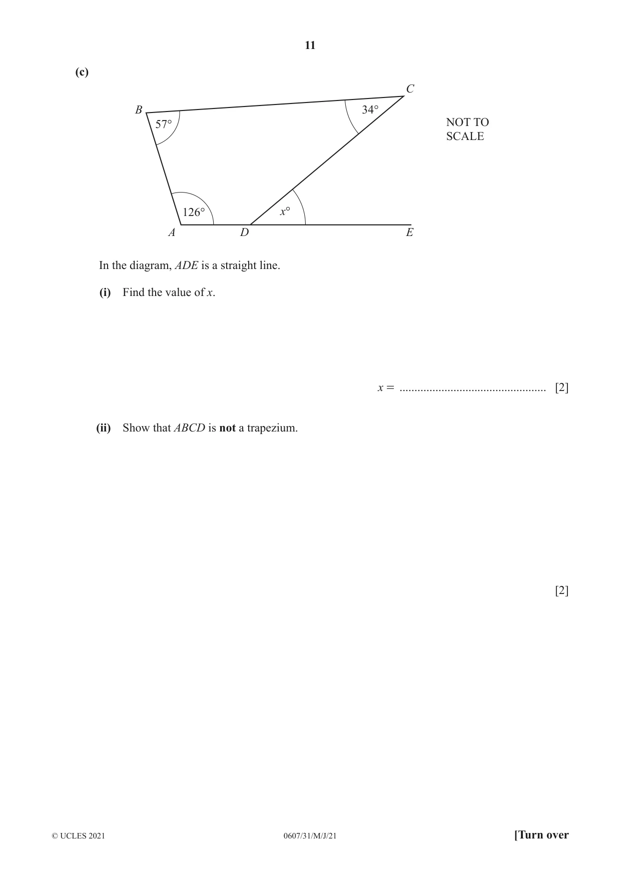 Cambridge IGCSE Mathematics - International 0607 2021 May/June Paper 3 · Variant 1 question paper, page 11 of 16
