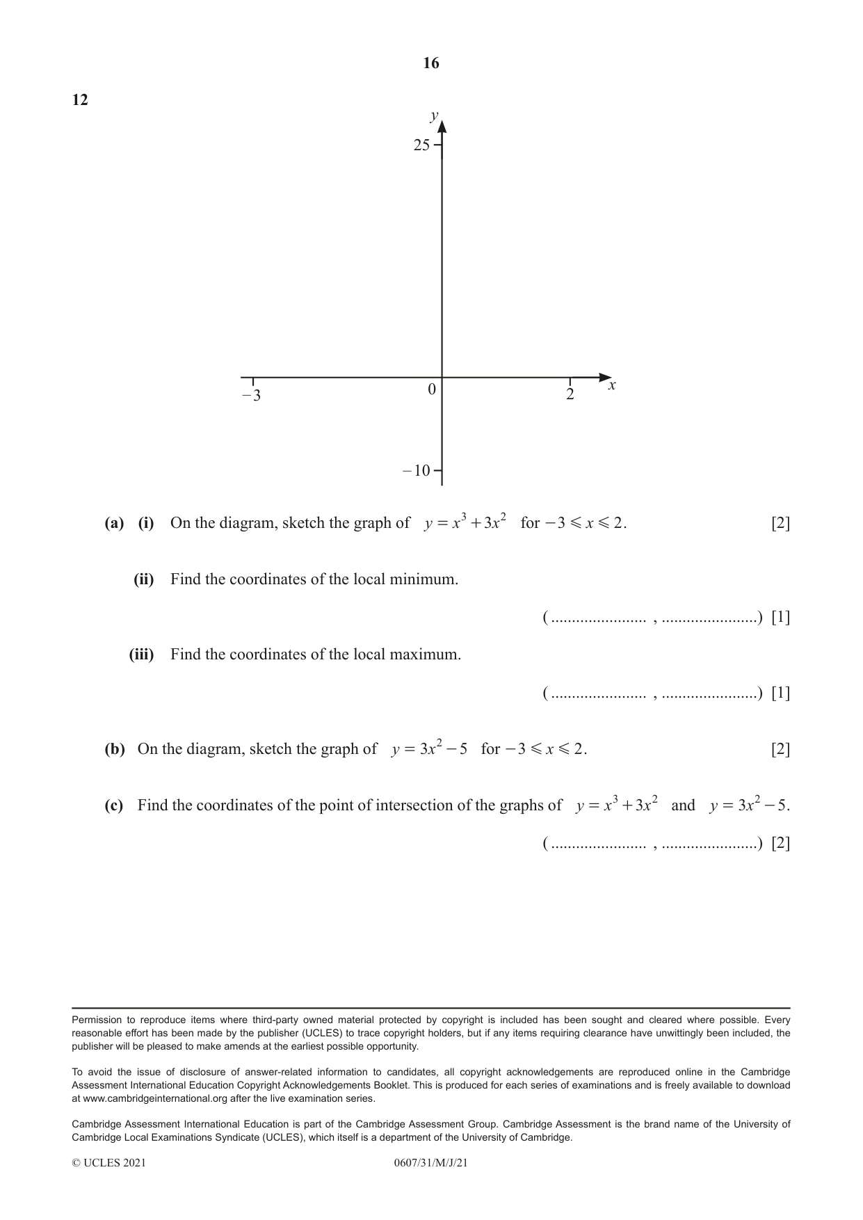 Cambridge IGCSE Mathematics - International 0607 2021 May/June Paper 3 · Variant 1 question paper, page 16 of 16