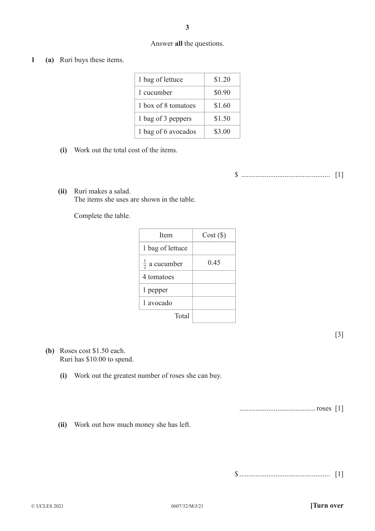Cambridge IGCSE Mathematics - International 0607 2021 May/June Paper 3 · Variant 2 question paper, page 3 of 16