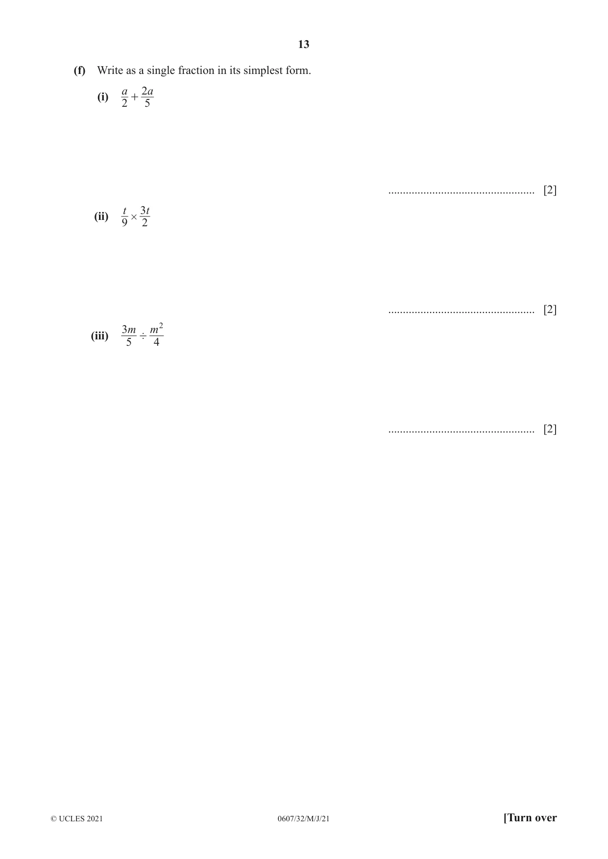 Cambridge IGCSE Mathematics - International 0607 2021 May/June Paper 3 · Variant 2 question paper, page 13 of 16