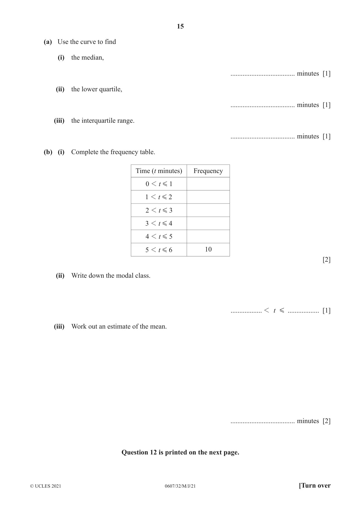 Cambridge IGCSE Mathematics - International 0607 2021 May/June Paper 3 · Variant 2 question paper, page 15 of 16