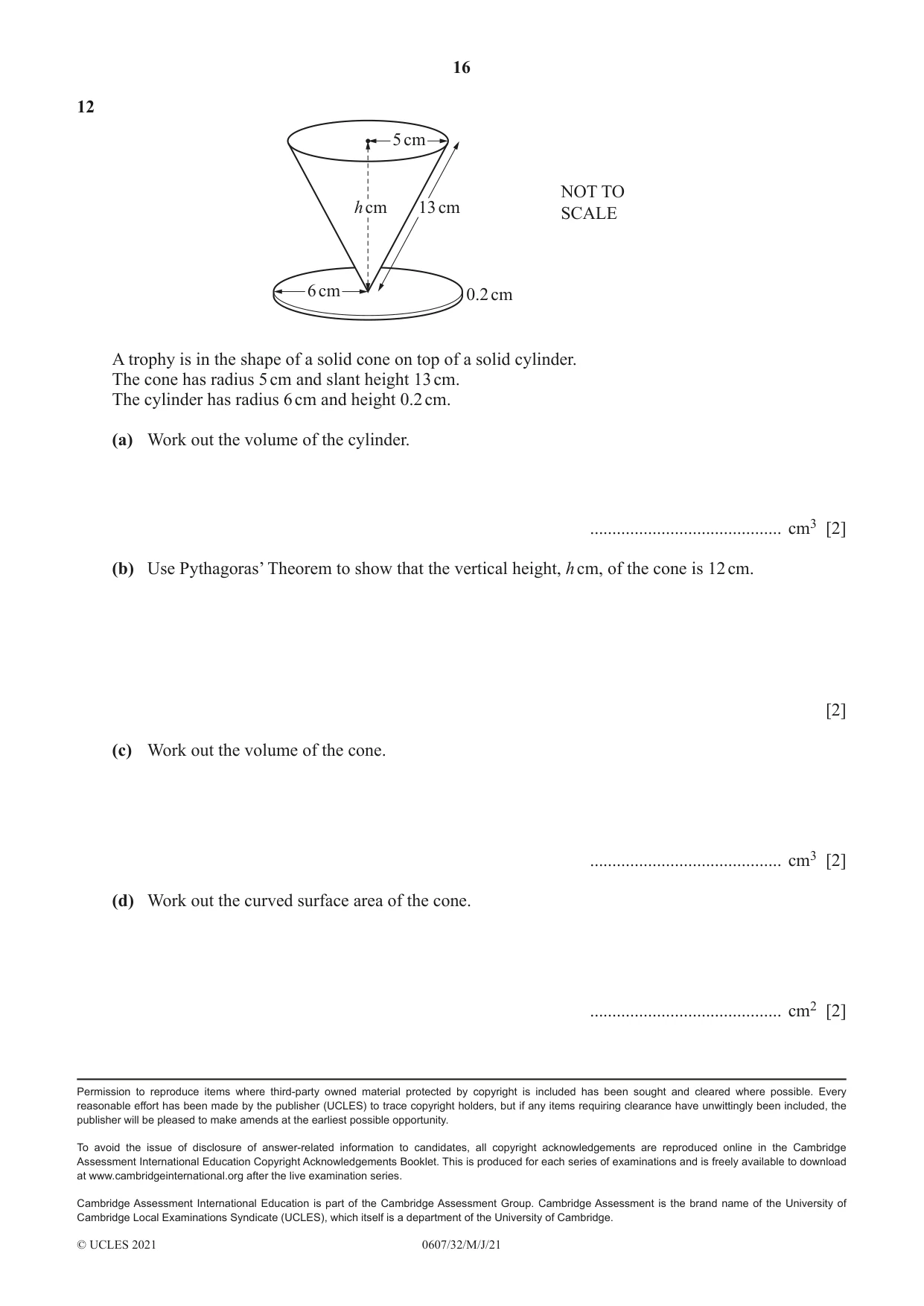 Cambridge IGCSE Mathematics - International 0607 2021 May/June Paper 3 · Variant 2 question paper, page 16 of 16