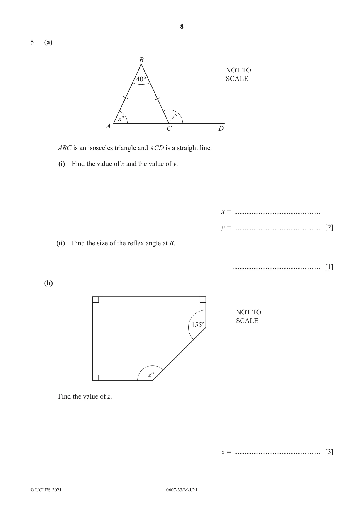 Cambridge IGCSE Mathematics - International 0607 2021 May/June Paper 3 · Variant 3 question paper, page 8 of 16