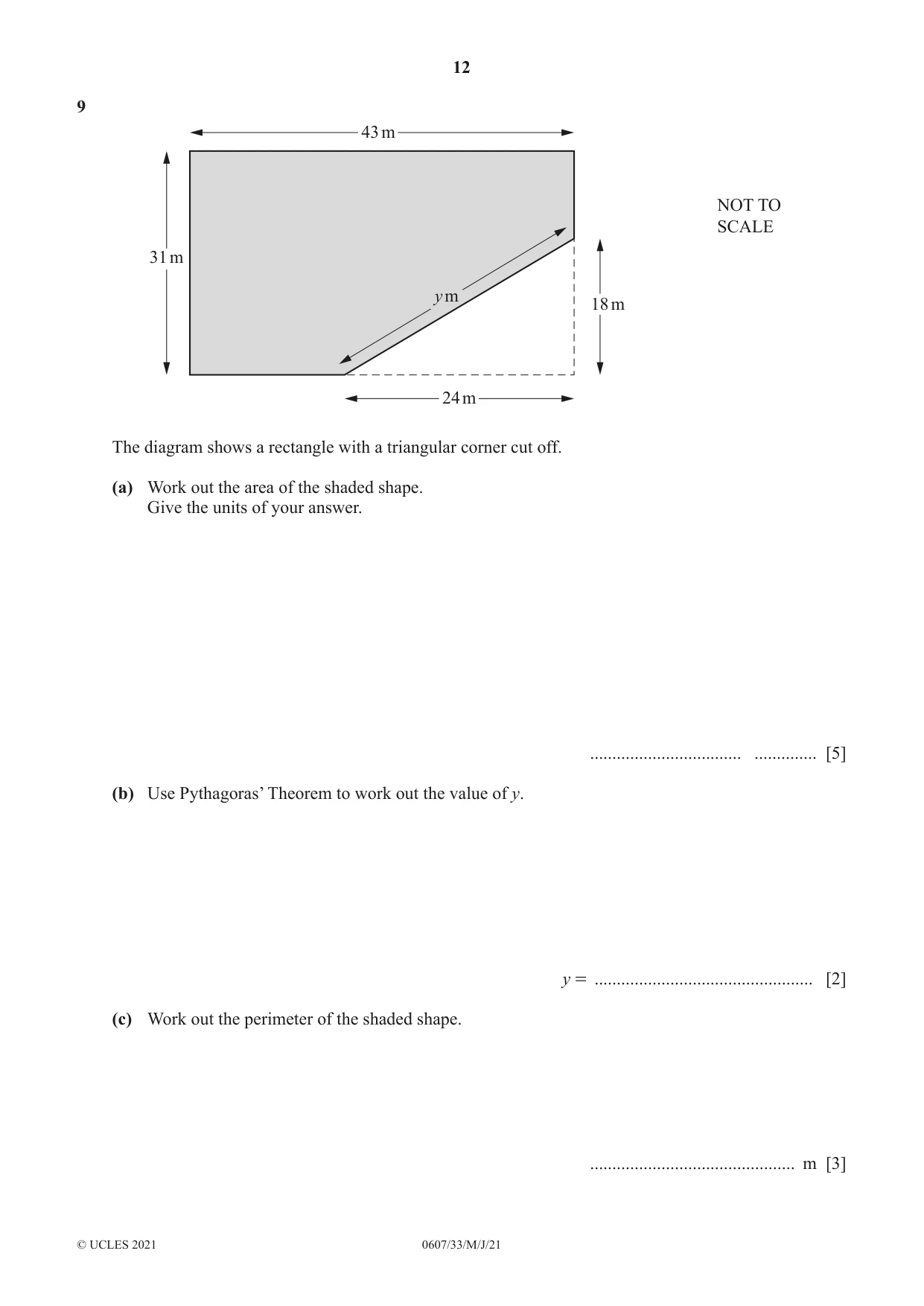 Cambridge IGCSE Mathematics - International 0607 2021 May/June Paper 3 · Variant 3 question paper, page 12 of 16