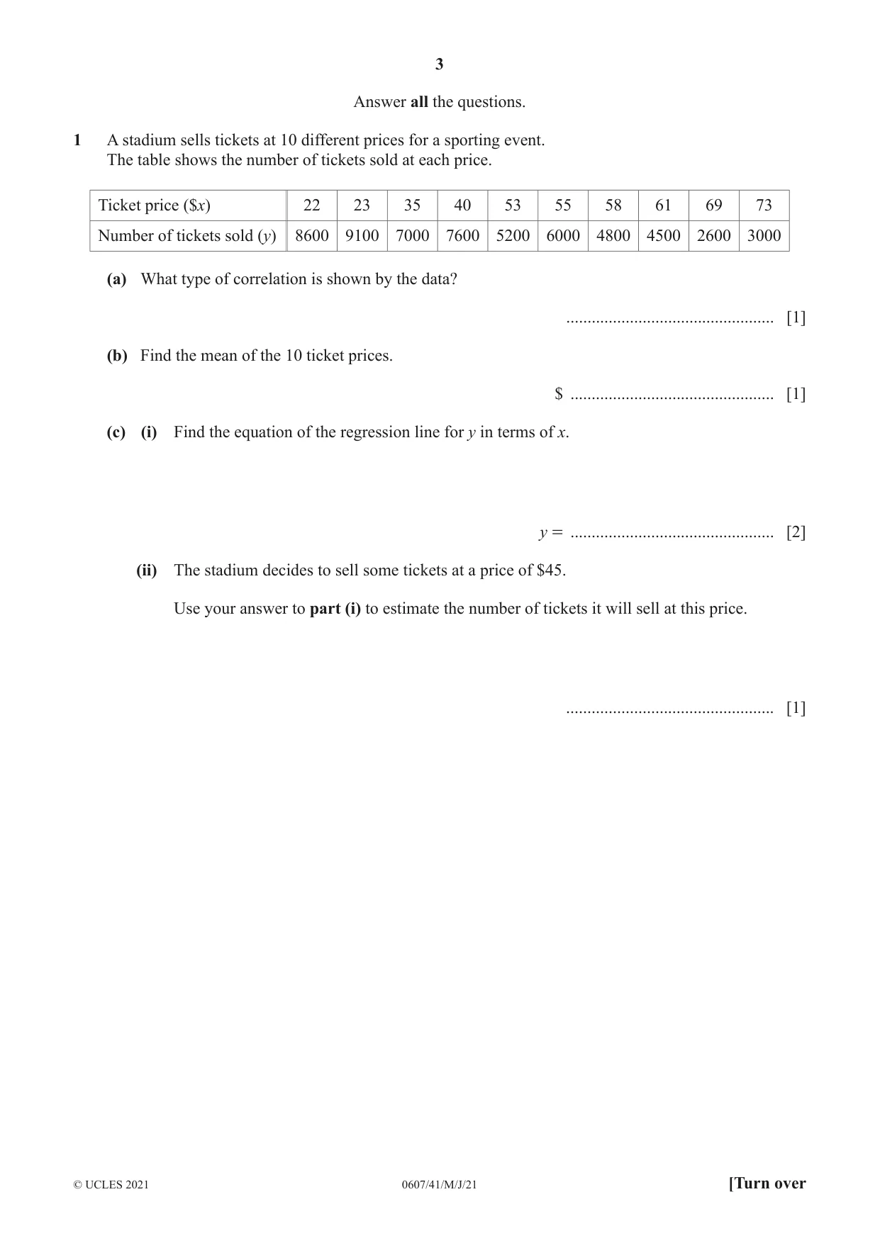 Cambridge IGCSE Mathematics - International 0607 2021 May/June Paper 4 · Variant 1 question paper, page 3 of 20