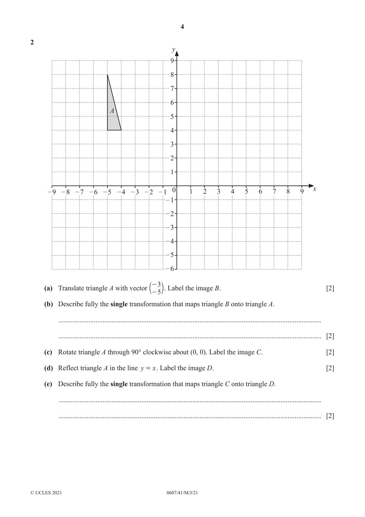 Cambridge IGCSE Mathematics - International 0607 2021 May/June Paper 4 · Variant 1 question paper, page 4 of 20