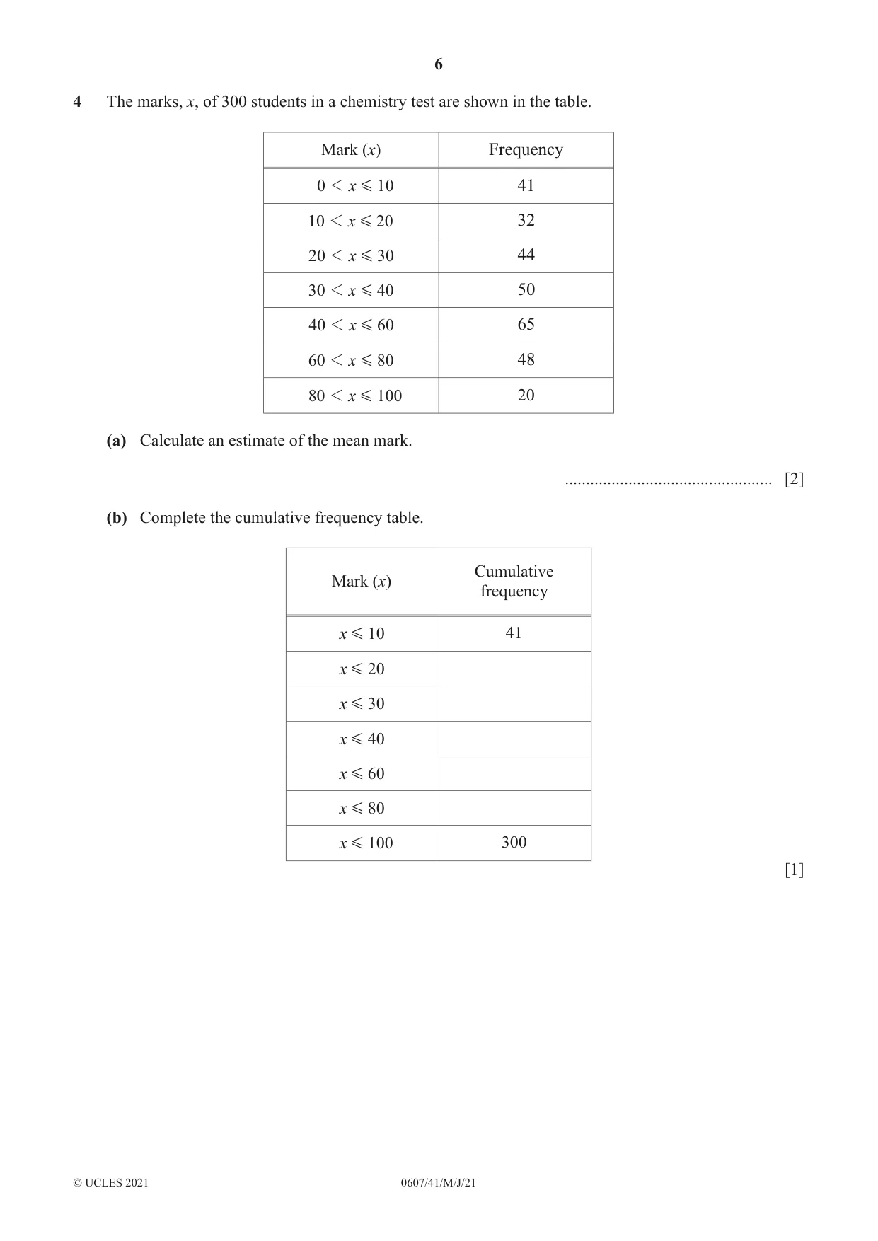Cambridge IGCSE Mathematics - International 0607 2021 May/June Paper 4 · Variant 1 question paper, page 6 of 20