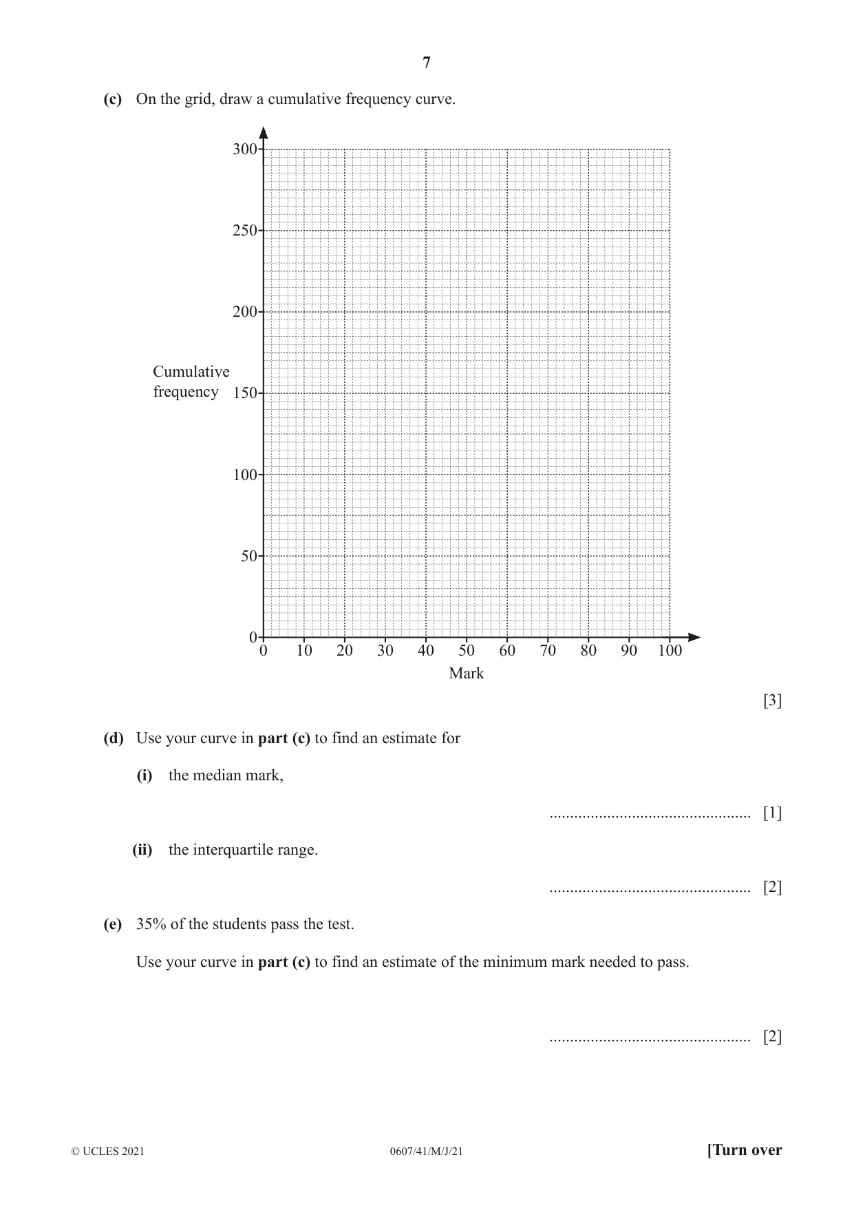 Cambridge IGCSE Mathematics - International 0607 2021 May/June Paper 4 · Variant 1 question paper, page 7 of 20