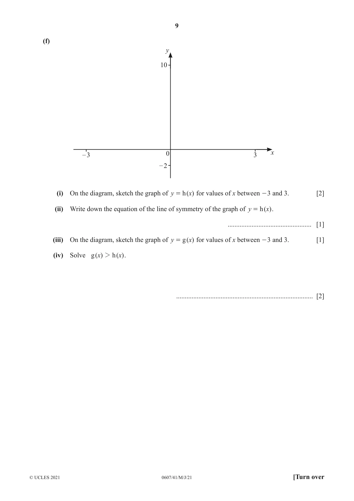 Cambridge IGCSE Mathematics - International 0607 2021 May/June Paper 4 · Variant 1 question paper, page 9 of 20