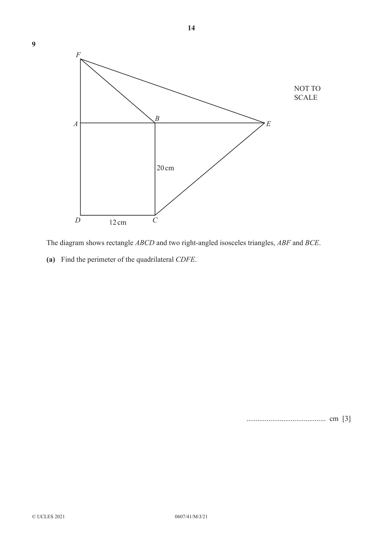 Cambridge IGCSE Mathematics - International 0607 2021 May/June Paper 4 · Variant 1 question paper, page 14 of 20