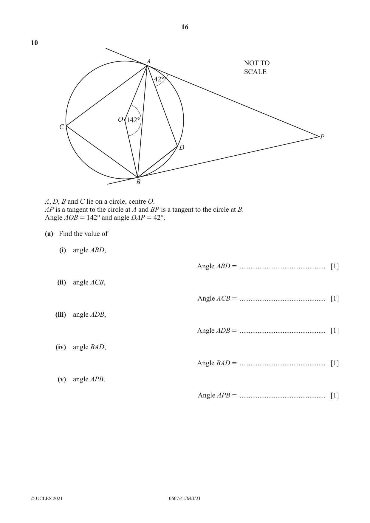 Cambridge IGCSE Mathematics - International 0607 2021 May/June Paper 4 · Variant 1 question paper, page 16 of 20