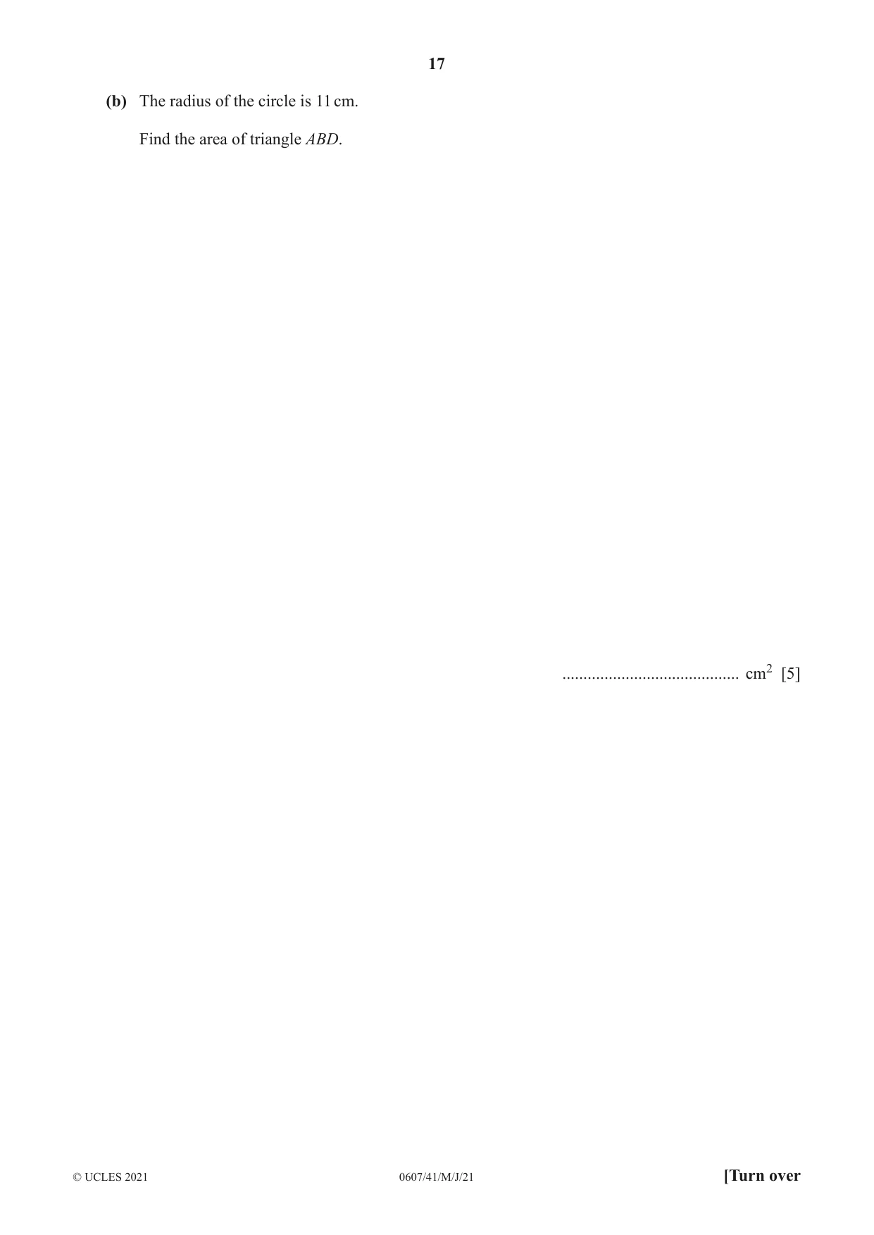 Cambridge IGCSE Mathematics - International 0607 2021 May/June Paper 4 · Variant 1 question paper, page 17 of 20