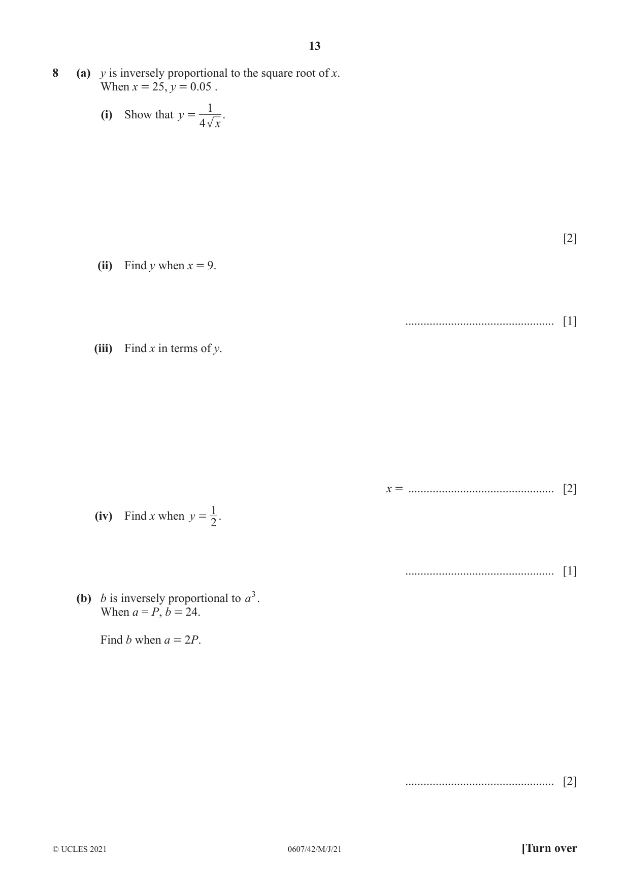 Cambridge IGCSE Mathematics - International 0607 2021 May/June Paper 4 · Variant 2 question paper, page 13 of 24