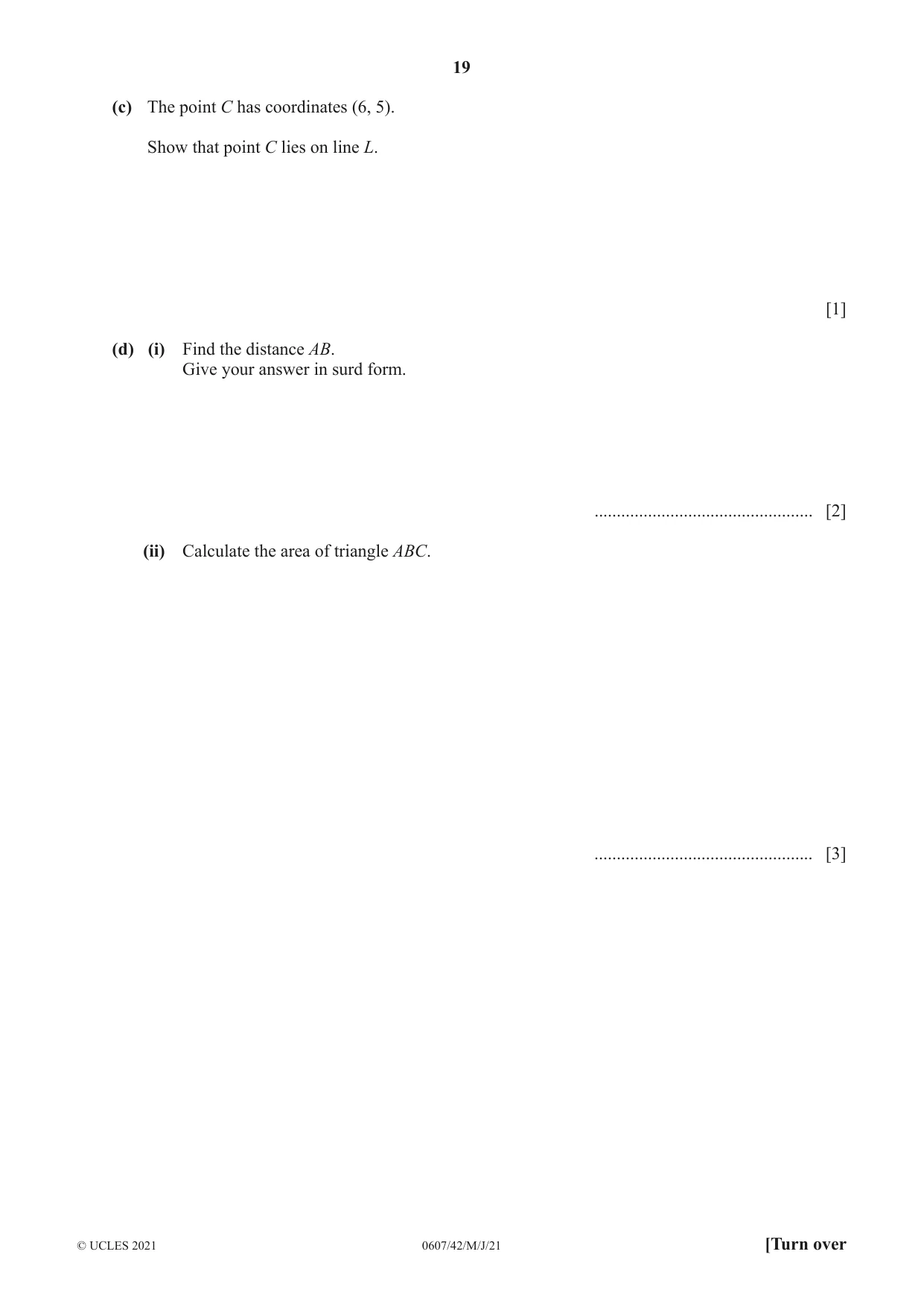 Cambridge IGCSE Mathematics - International 0607 2021 May/June Paper 4 · Variant 2 question paper, page 19 of 24