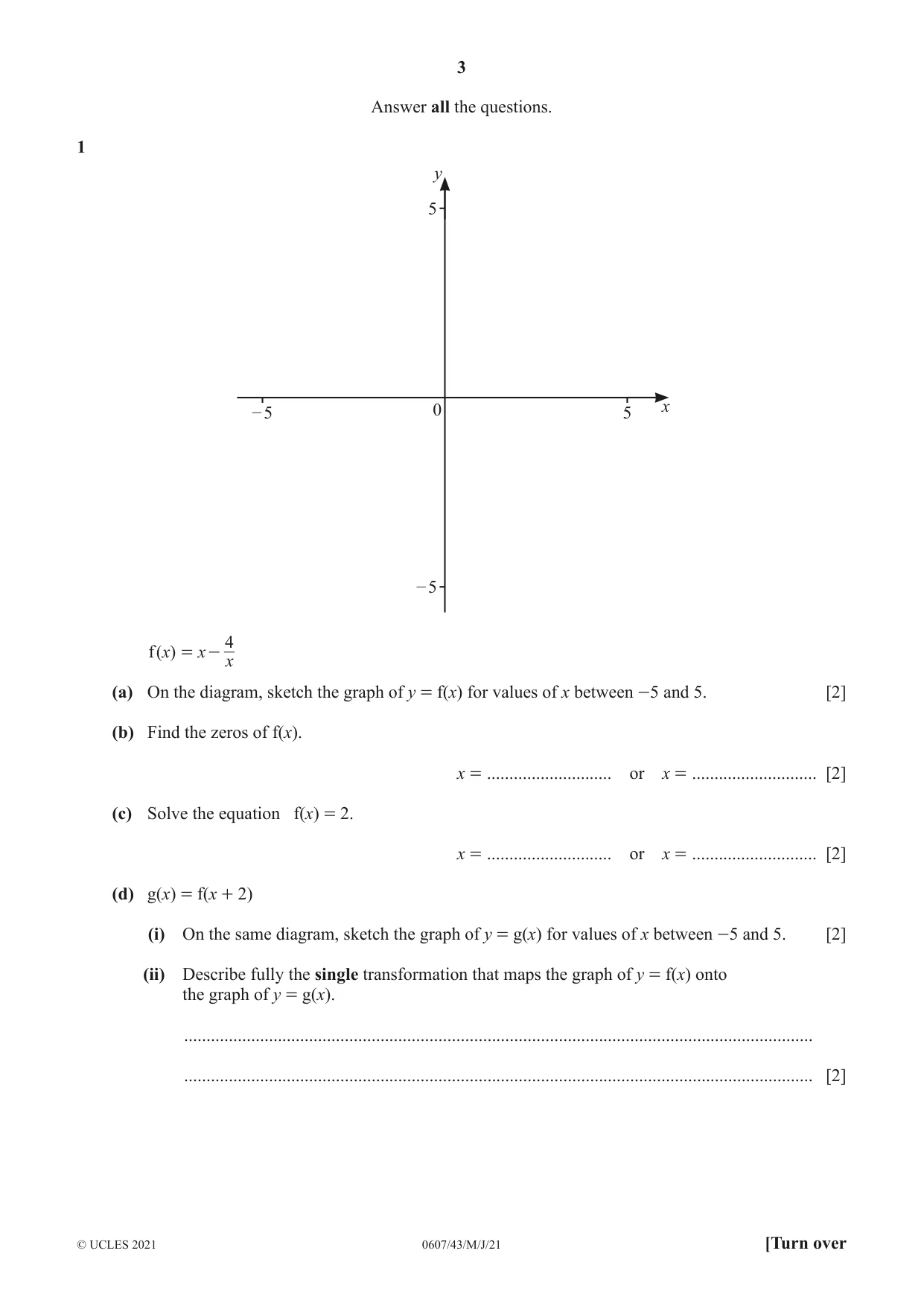 Cambridge IGCSE Mathematics - International 0607 2021 May/June Paper 4 · Variant 3 question paper, page 3 of 20