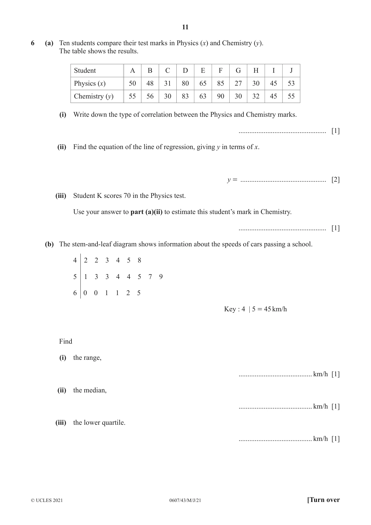 Cambridge IGCSE Mathematics - International 0607 2021 May/June Paper 4 · Variant 3 question paper, page 11 of 20