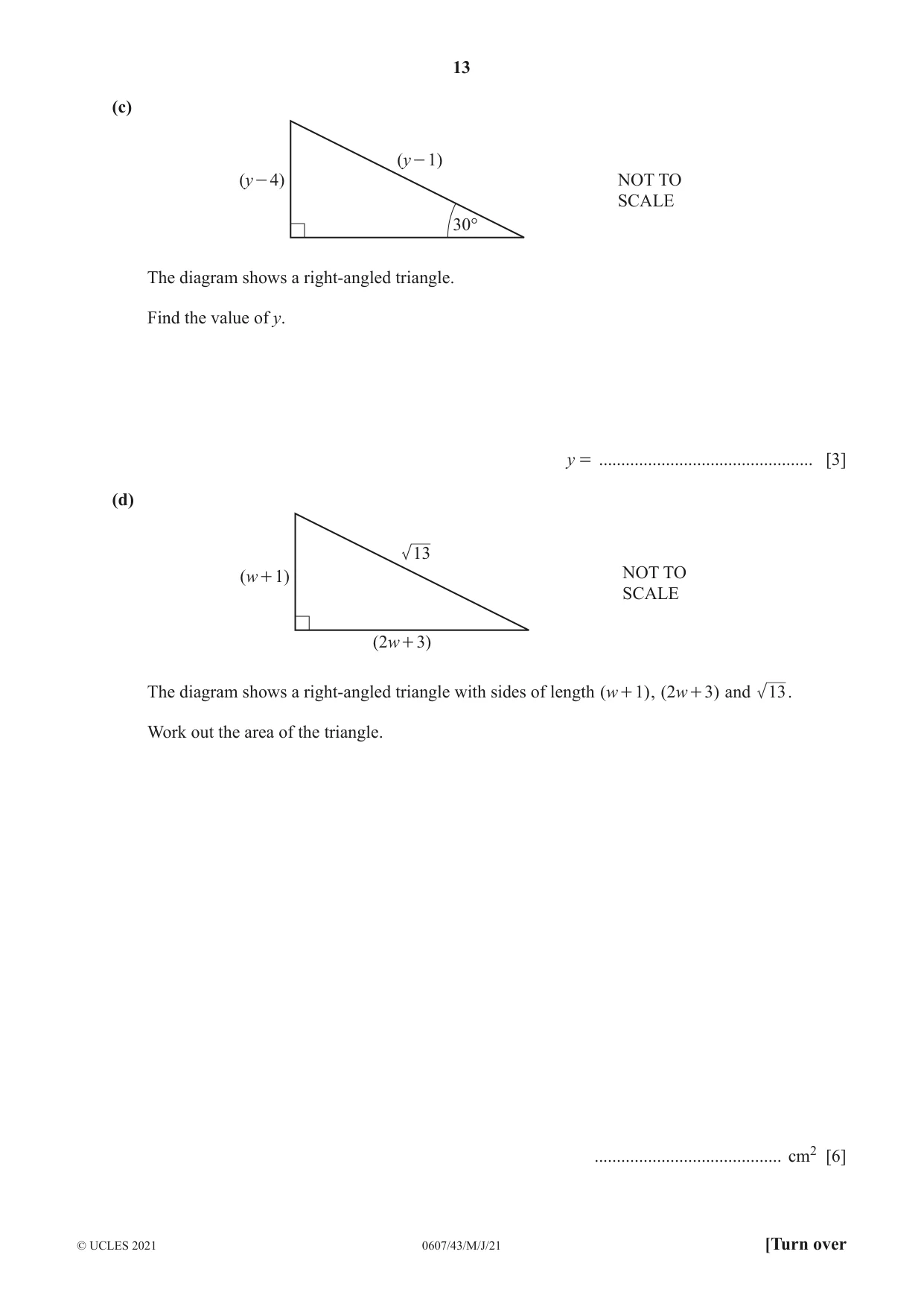 Cambridge IGCSE Mathematics - International 0607 2021 May/June Paper 4 · Variant 3 question paper, page 13 of 20