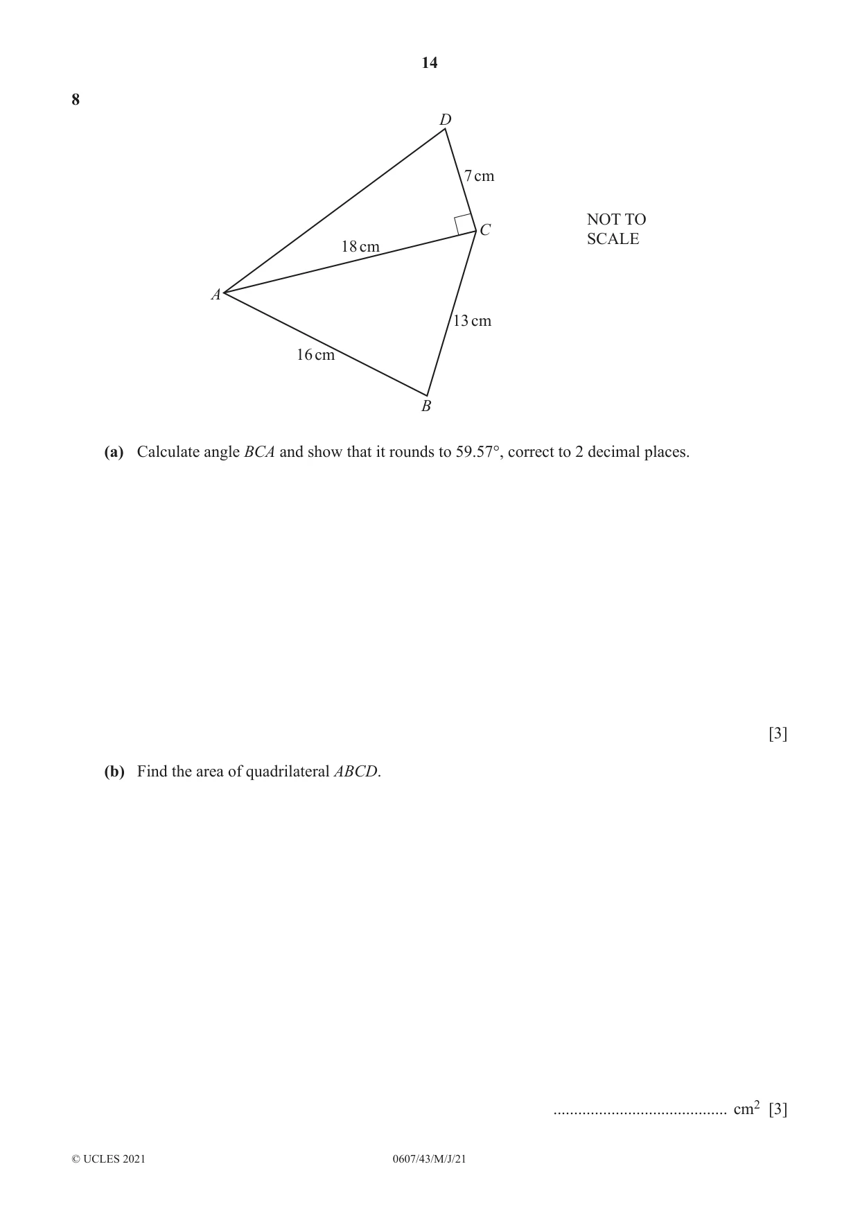 Cambridge IGCSE Mathematics - International 0607 2021 May/June Paper 4 · Variant 3 question paper, page 14 of 20
