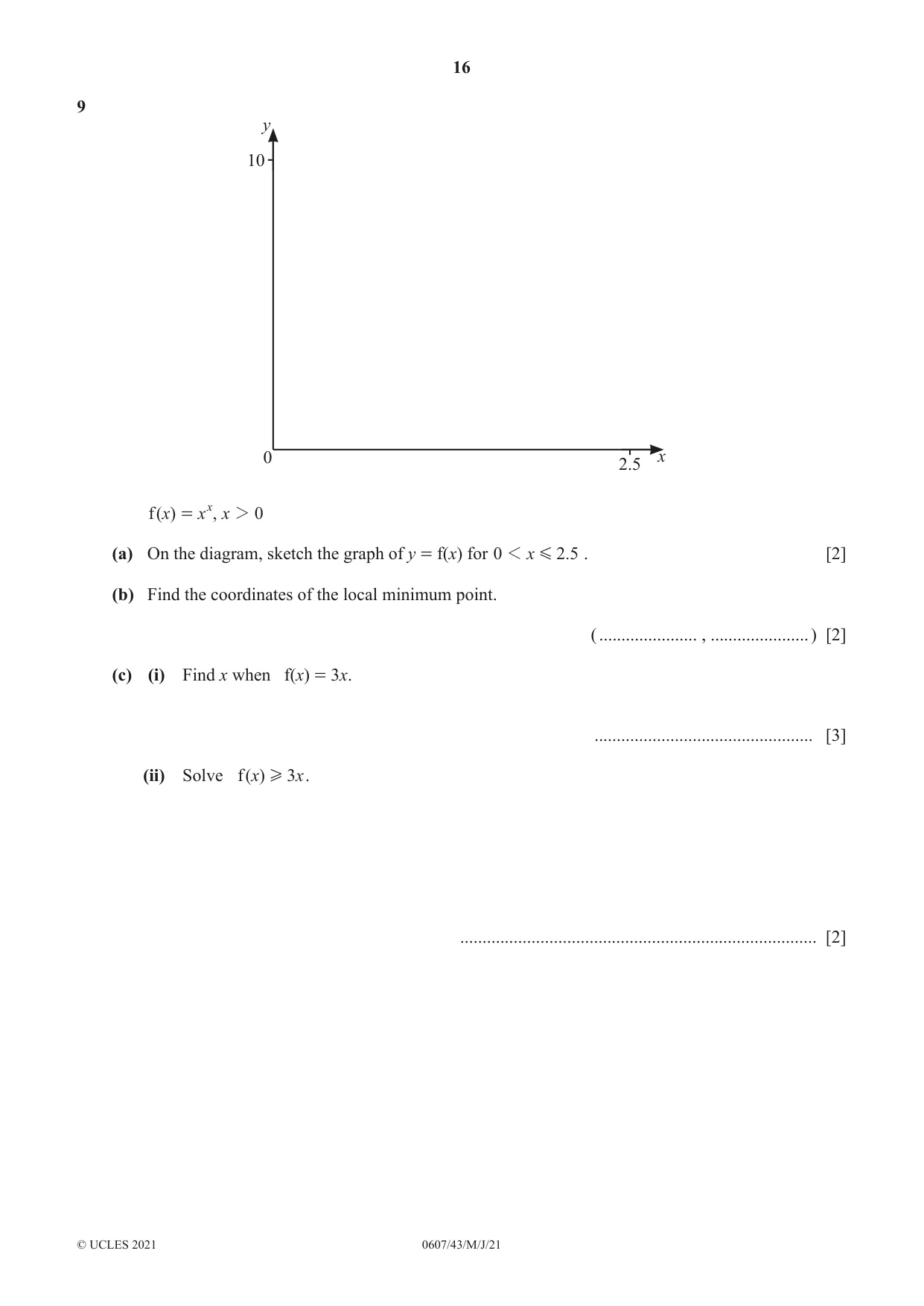 Cambridge IGCSE Mathematics - International 0607 2021 May/June Paper 4 · Variant 3 question paper, page 16 of 20