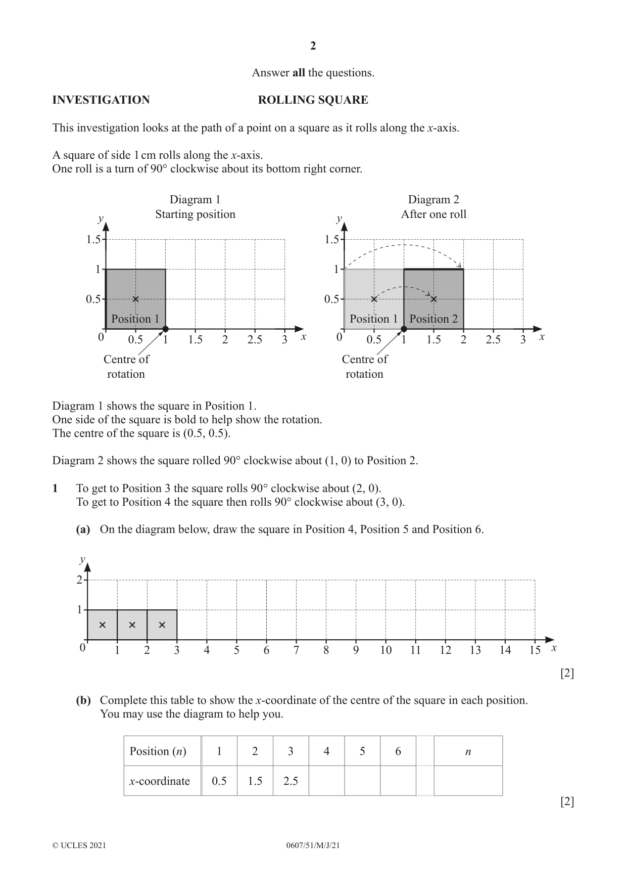 Cambridge IGCSE Mathematics - International 0607 2021 May/June Paper 5 · Variant 1 question paper, page 2 of 8
