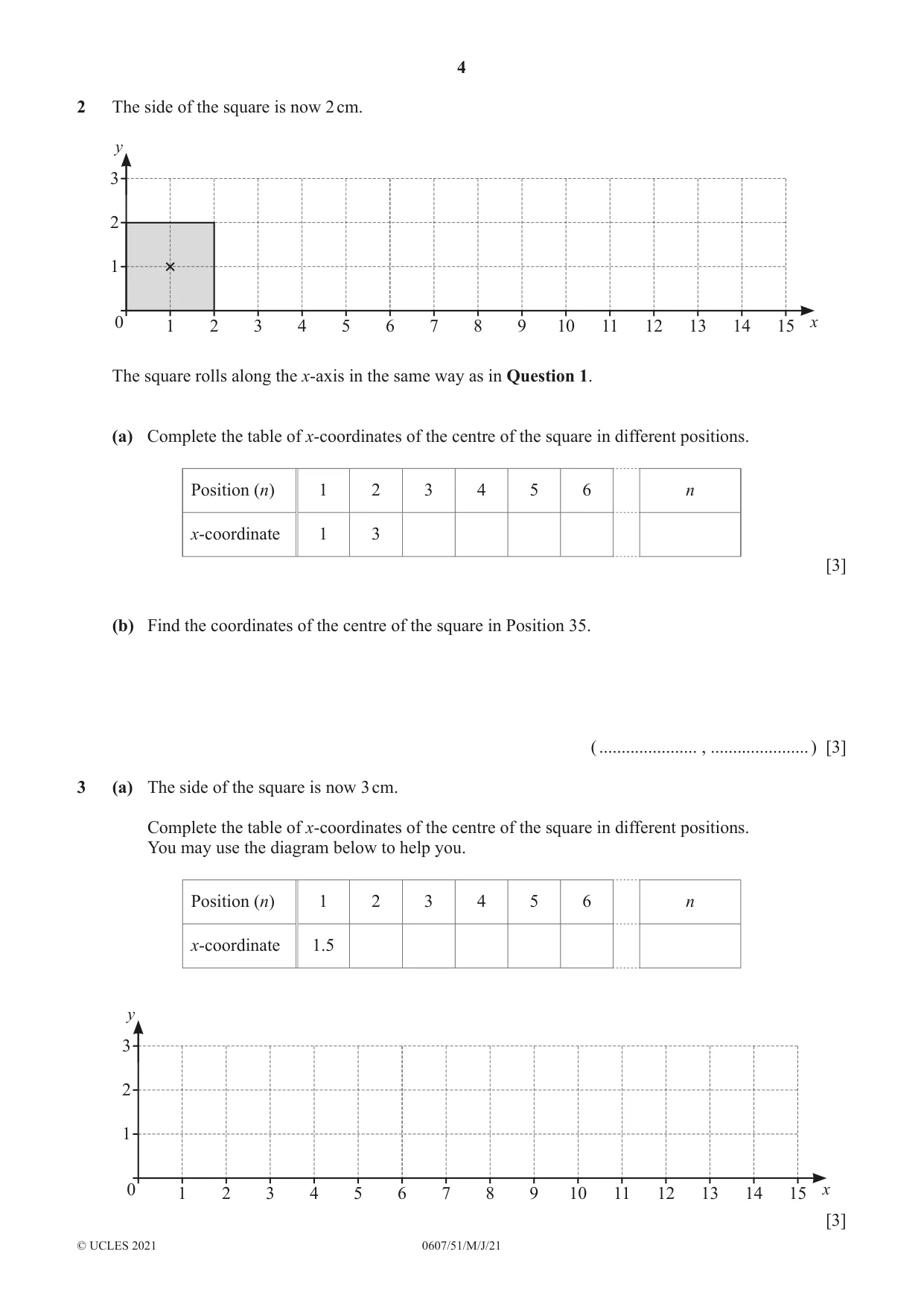 Cambridge IGCSE Mathematics - International 0607 2021 May/June Paper 5 · Variant 1 question paper, page 4 of 8