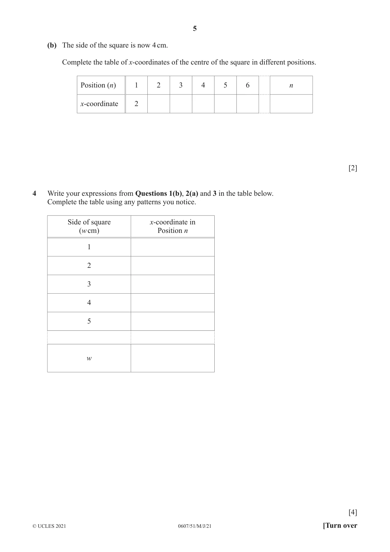 Cambridge IGCSE Mathematics - International 0607 2021 May/June Paper 5 · Variant 1 question paper, page 5 of 8