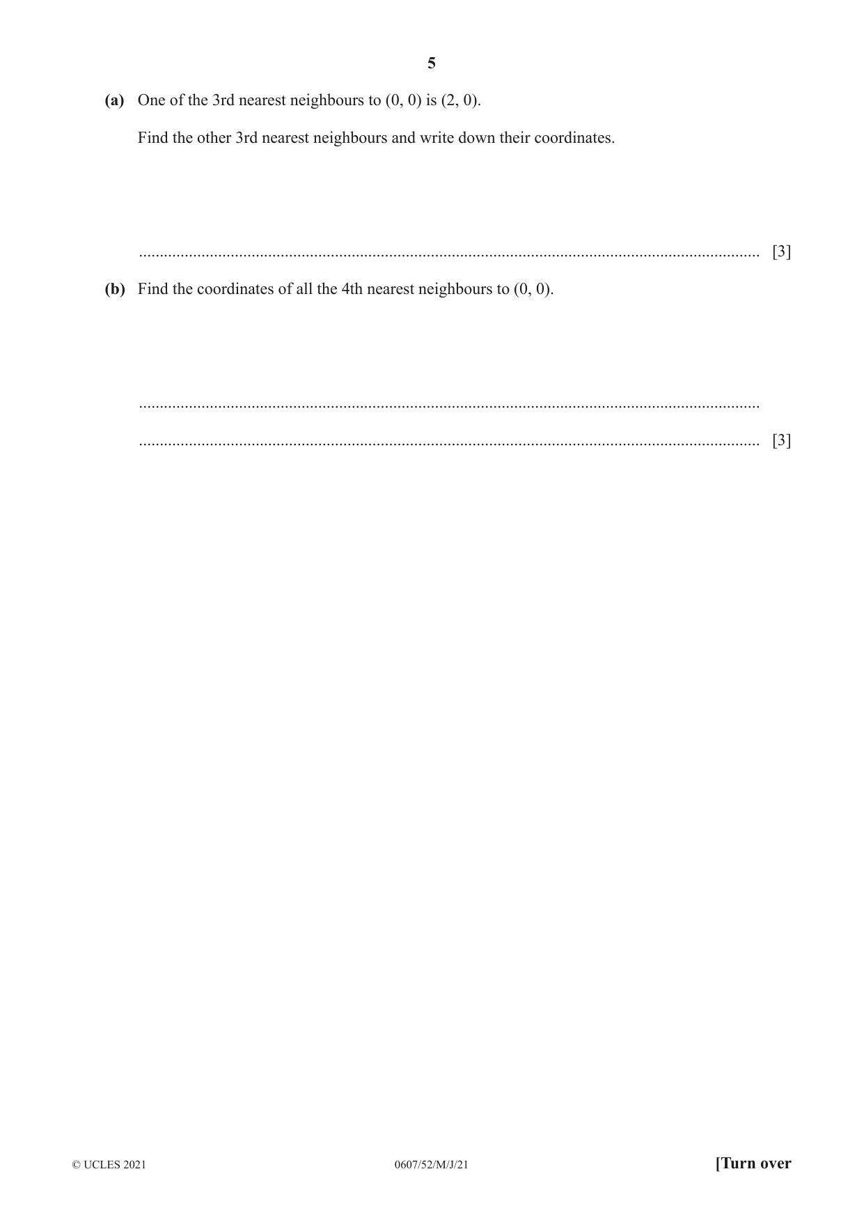 Cambridge IGCSE Mathematics - International 0607 2021 May/June Paper 5 · Variant 2 question paper, page 5 of 12