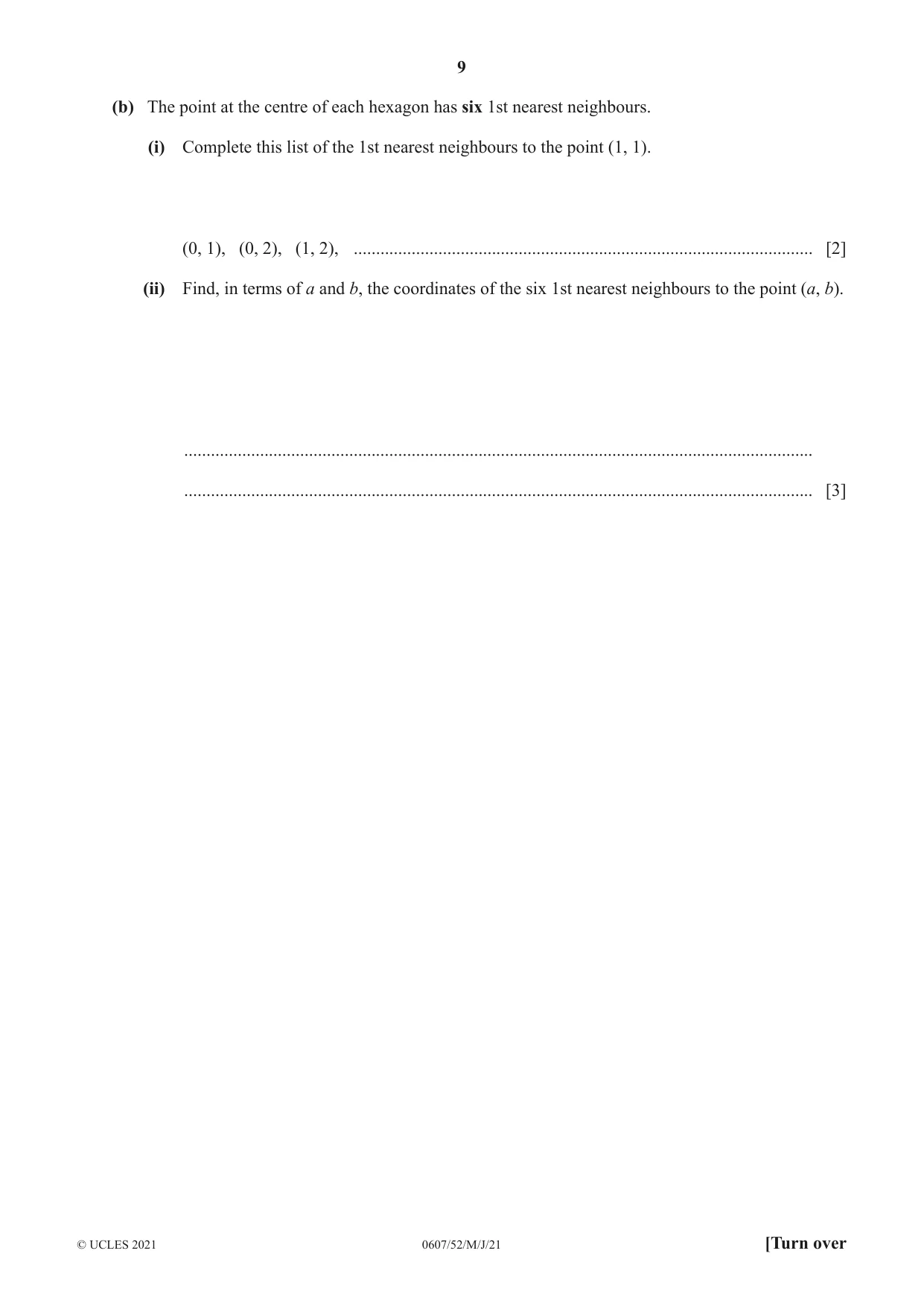 Cambridge IGCSE Mathematics - International 0607 2021 May/June Paper 5 · Variant 2 question paper, page 9 of 12