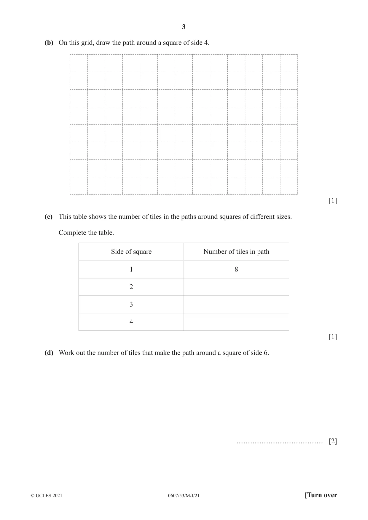 Cambridge IGCSE Mathematics - International 0607 2021 May/June Paper 5 · Variant 3 question paper, page 3 of 8
