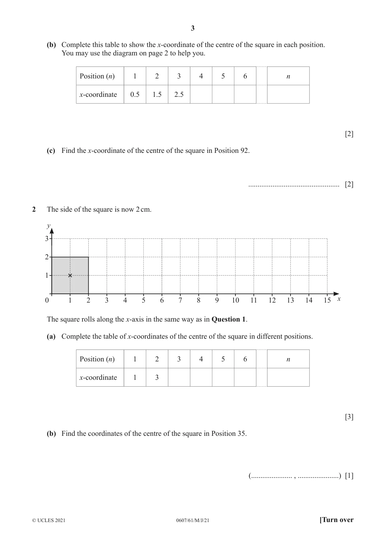 Cambridge IGCSE Mathematics - International 0607 2021 May/June Paper 6 · Variant 1 question paper, page 3 of 16