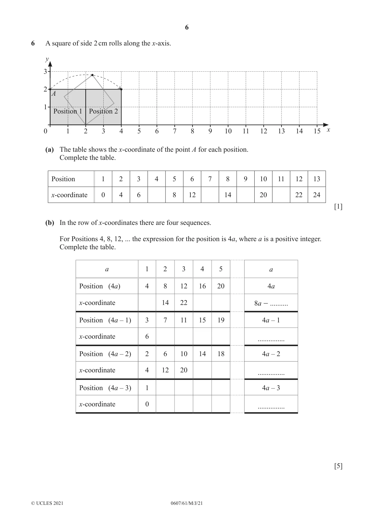 Cambridge IGCSE Mathematics - International 0607 2021 May/June Paper 6 · Variant 1 question paper, page 6 of 16