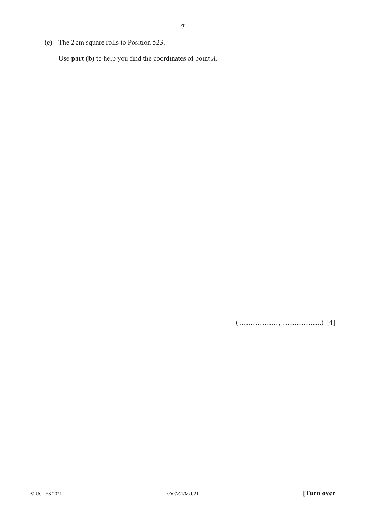Cambridge IGCSE Mathematics - International 0607 2021 May/June Paper 6 · Variant 1 question paper, page 7 of 16