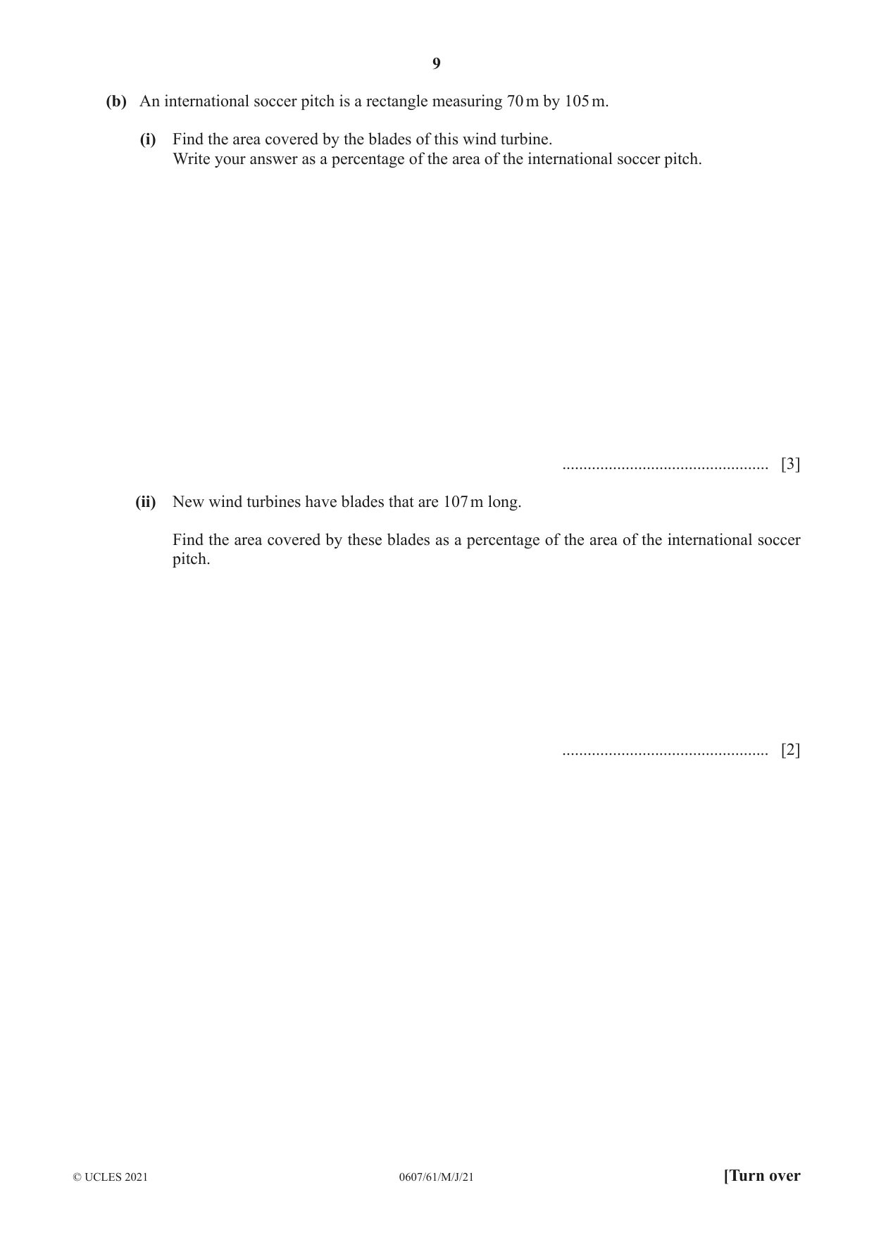 Cambridge IGCSE Mathematics - International 0607 2021 May/June Paper 6 · Variant 1 question paper, page 9 of 16