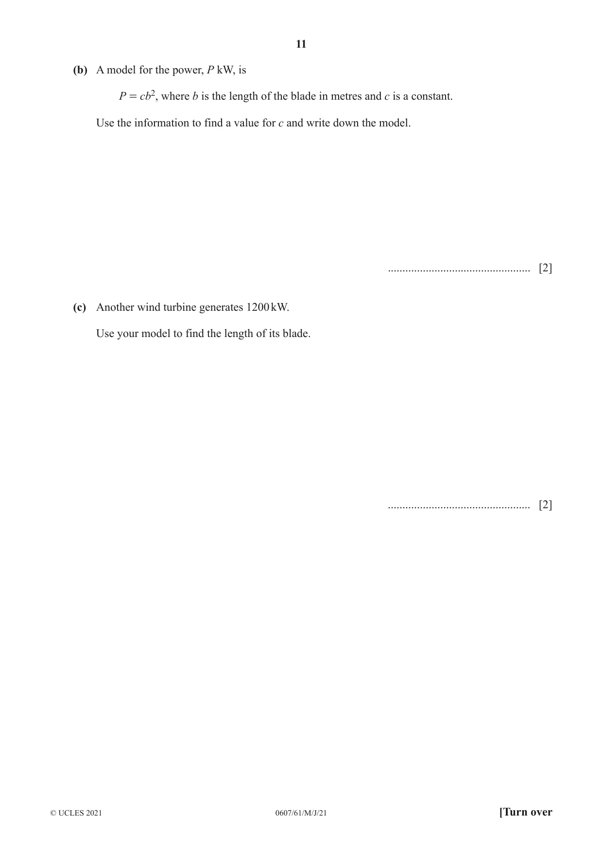 Cambridge IGCSE Mathematics - International 0607 2021 May/June Paper 6 · Variant 1 question paper, page 11 of 16