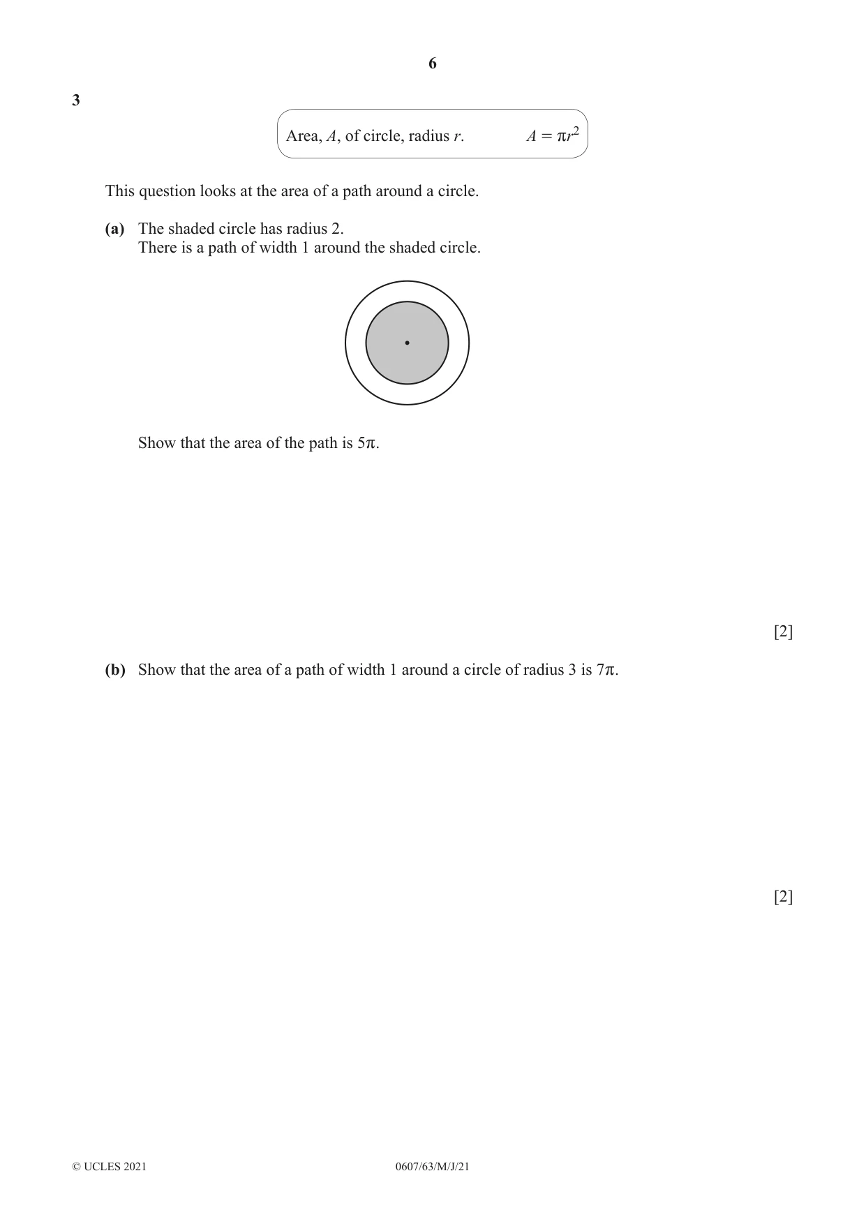 Cambridge IGCSE Mathematics - International 0607 2021 May/June Paper 6 · Variant 3 question paper, page 6 of 12