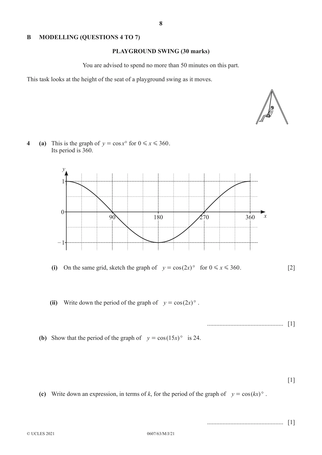 Cambridge IGCSE Mathematics - International 0607 2021 May/June Paper 6 · Variant 3 question paper, page 8 of 12