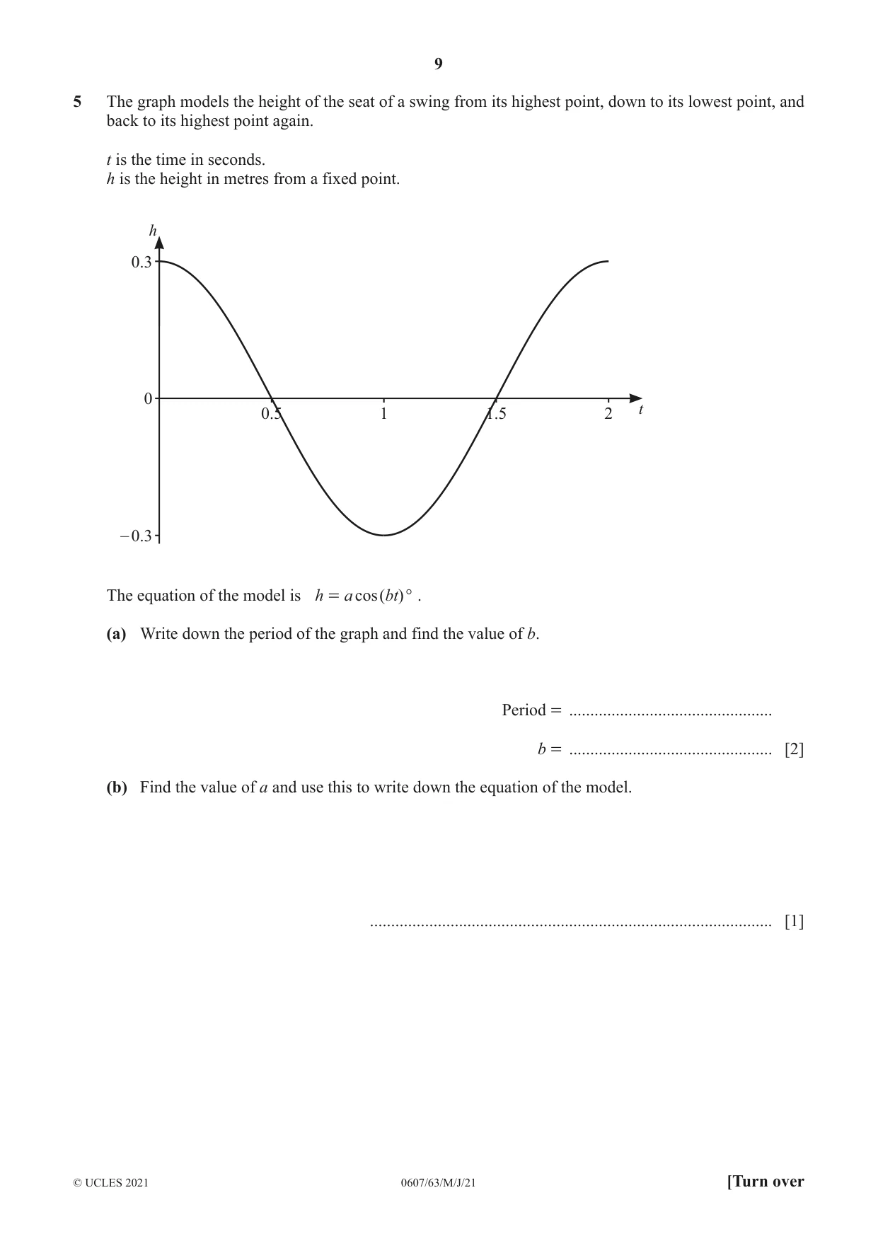 Cambridge IGCSE Mathematics - International 0607 2021 May/June Paper 6 · Variant 3 question paper, page 9 of 12