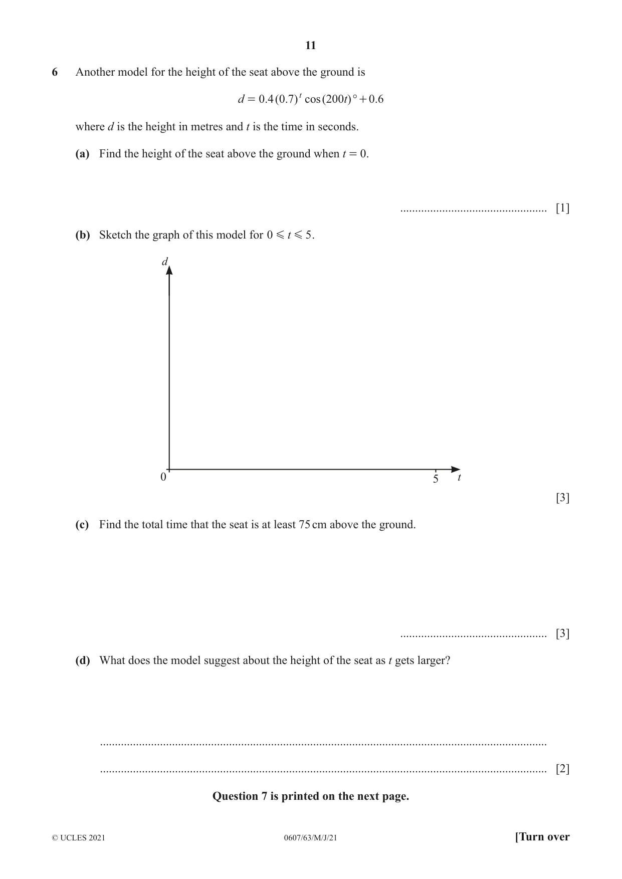 Cambridge IGCSE Mathematics - International 0607 2021 May/June Paper 6 · Variant 3 question paper, page 11 of 12