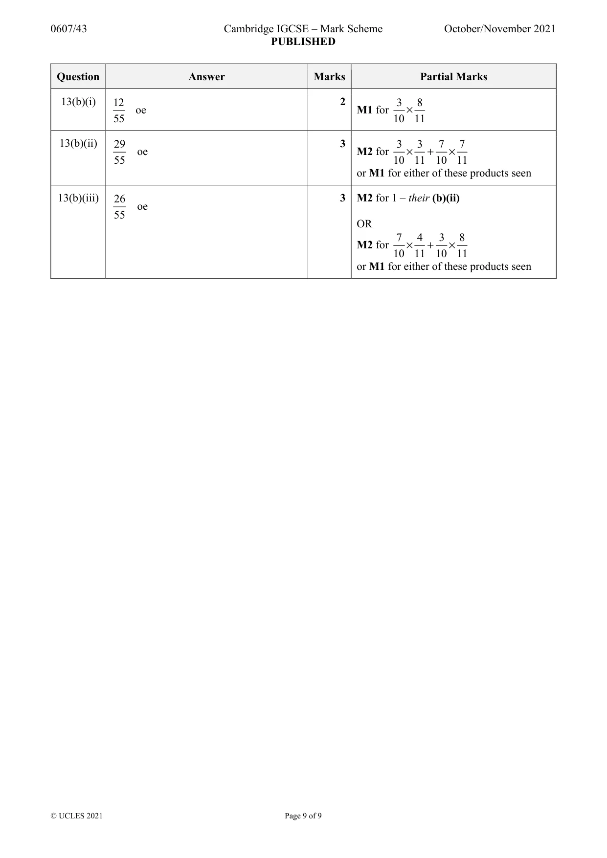 Mark scheme, page 9 of 9