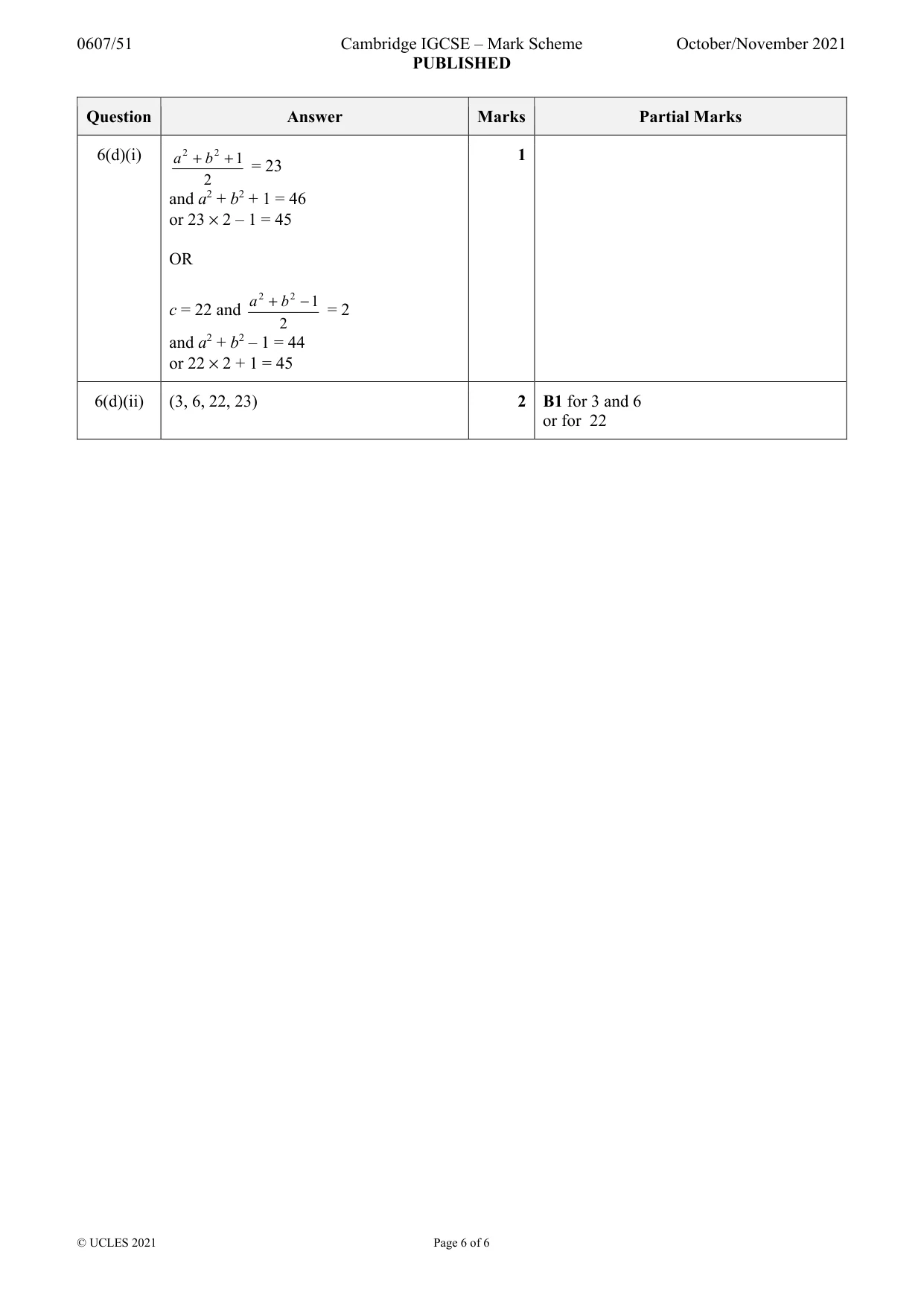 Mark scheme, page 6 of 6