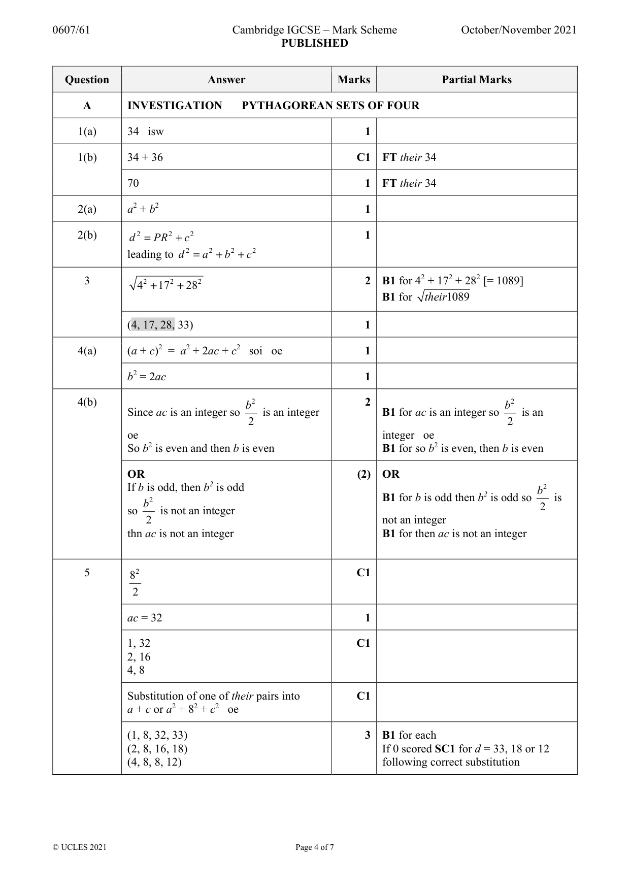 Mark scheme, page 4 of 7