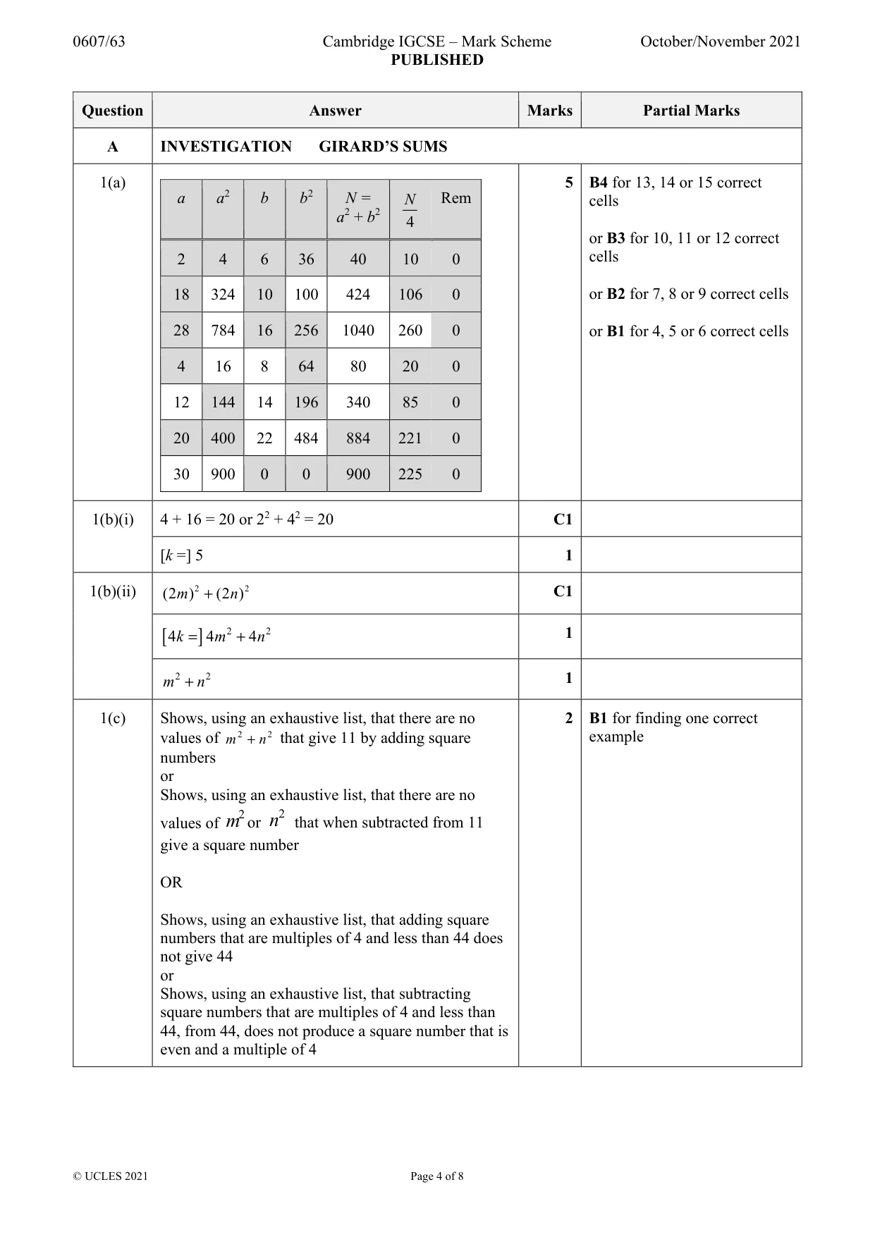 Mark scheme, page 4 of 8
