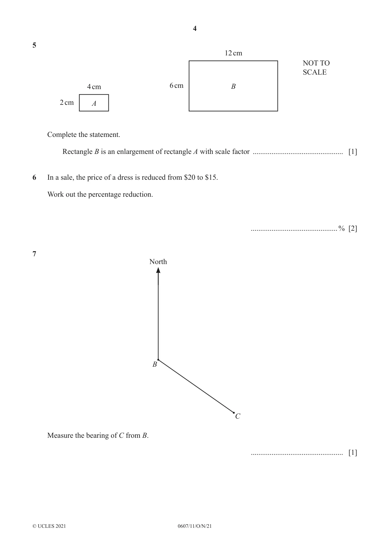 Cambridge IGCSE Mathematics - International 0607 2021 Oct/Nov Paper 1 · Variant 1 question paper, page 4 of 8
