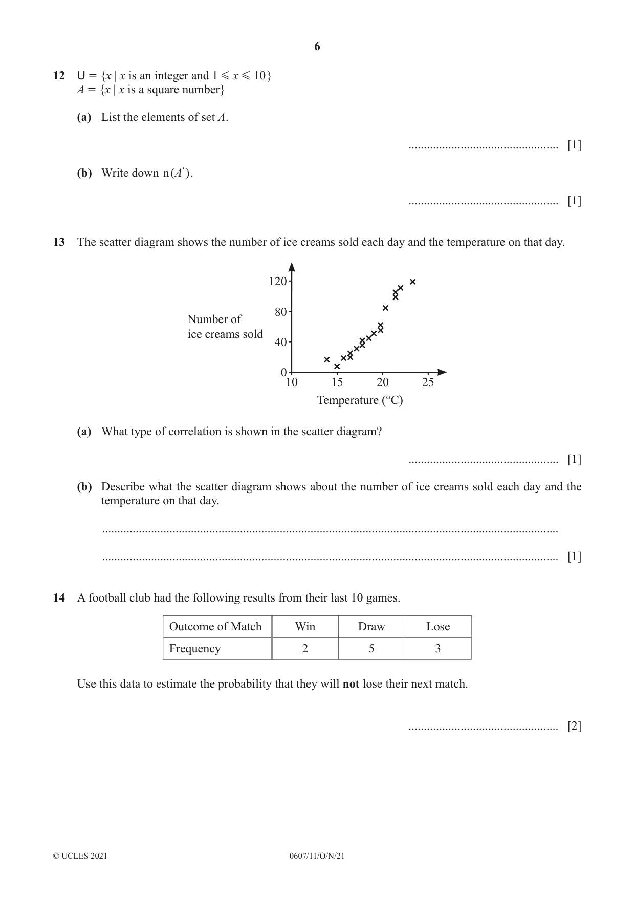 Cambridge IGCSE Mathematics - International 0607 2021 Oct/Nov Paper 1 · Variant 1 question paper, page 6 of 8