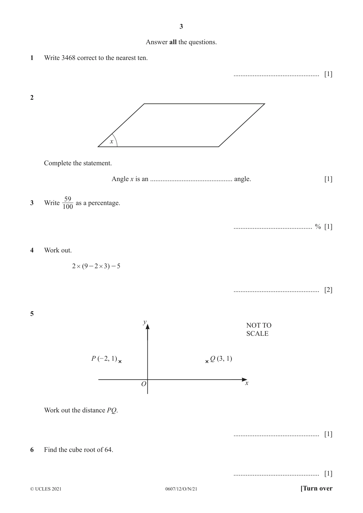 Cambridge IGCSE Mathematics - International 0607 2021 Oct/Nov Paper 1 · Variant 2 question paper, page 3 of 8