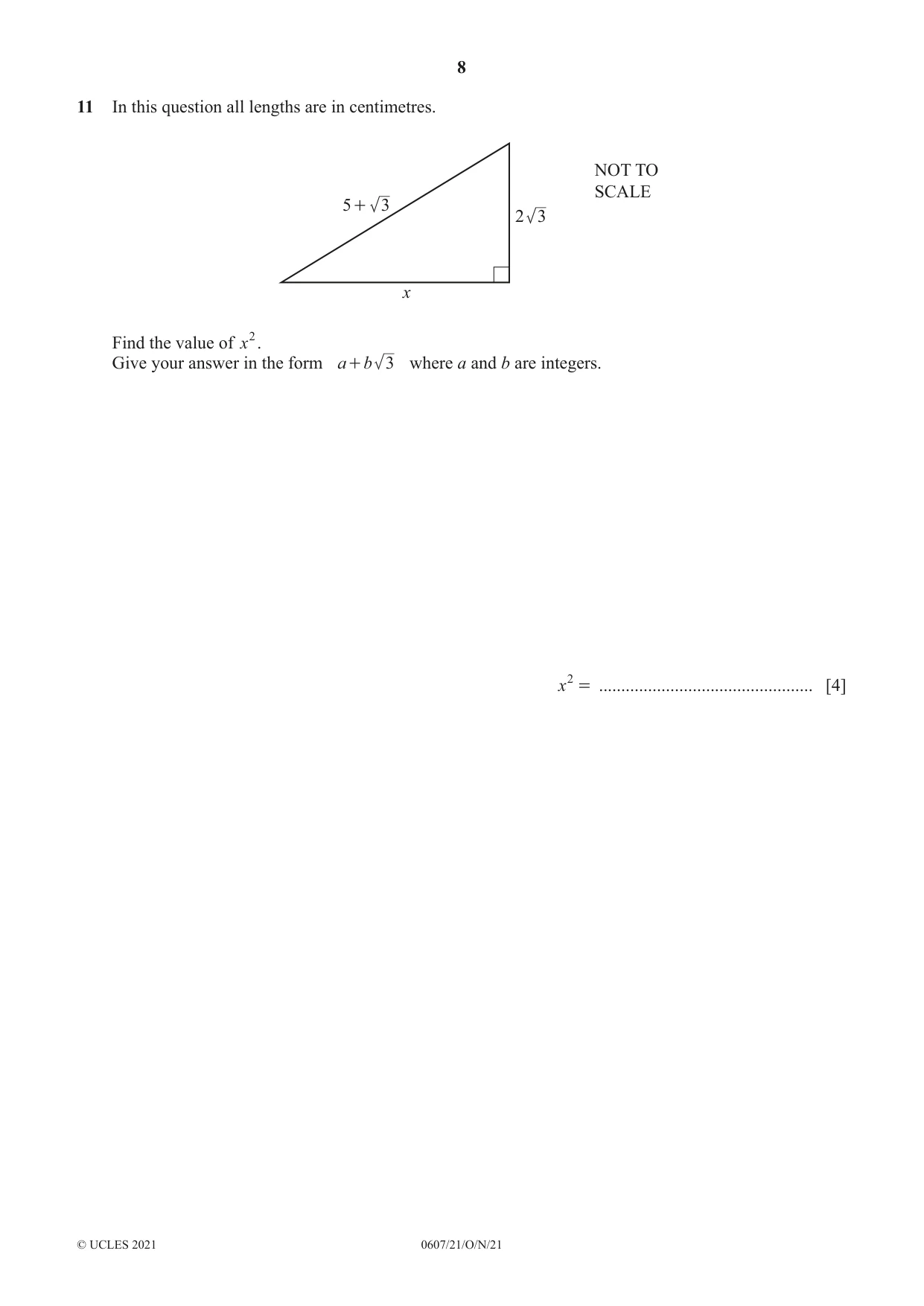 Cambridge IGCSE Mathematics - International 0607 2021 Oct/Nov Paper 2 · Variant 1 question paper, page 8 of 12