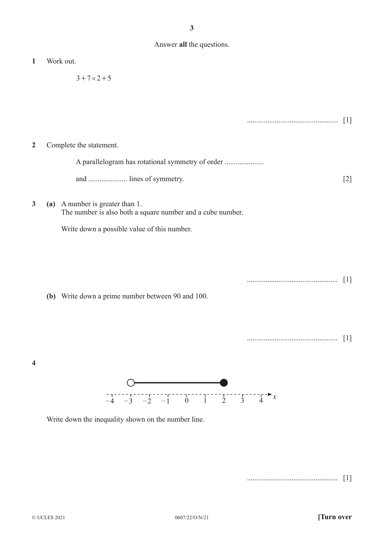 Cambridge IGCSE Mathematics - International 0607 2021 Oct/Nov Paper 2 · Variant 2 question paper, page 3 of 12