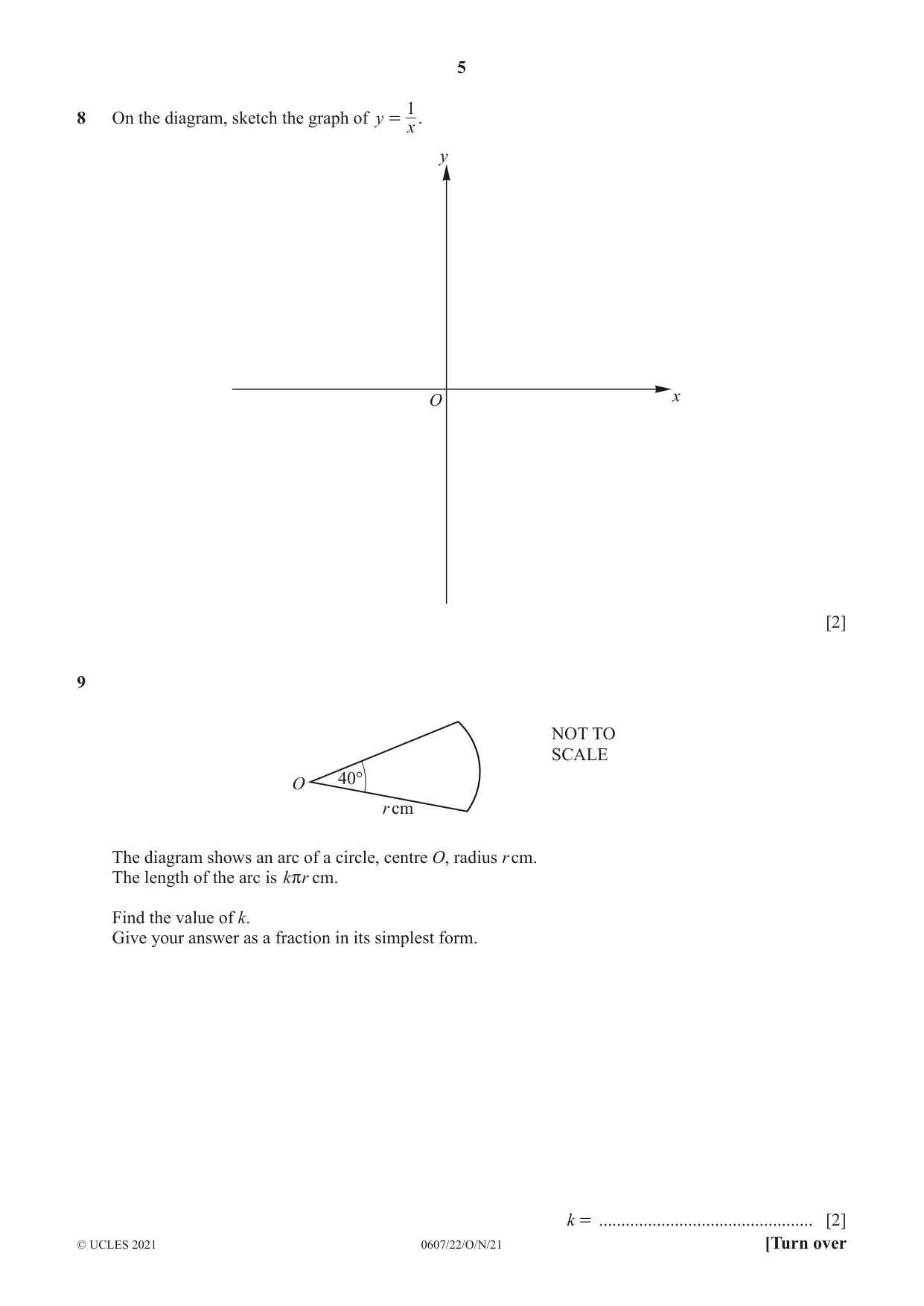 Cambridge IGCSE Mathematics - International 0607 2021 Oct/Nov Paper 2 · Variant 2 question paper, page 5 of 12