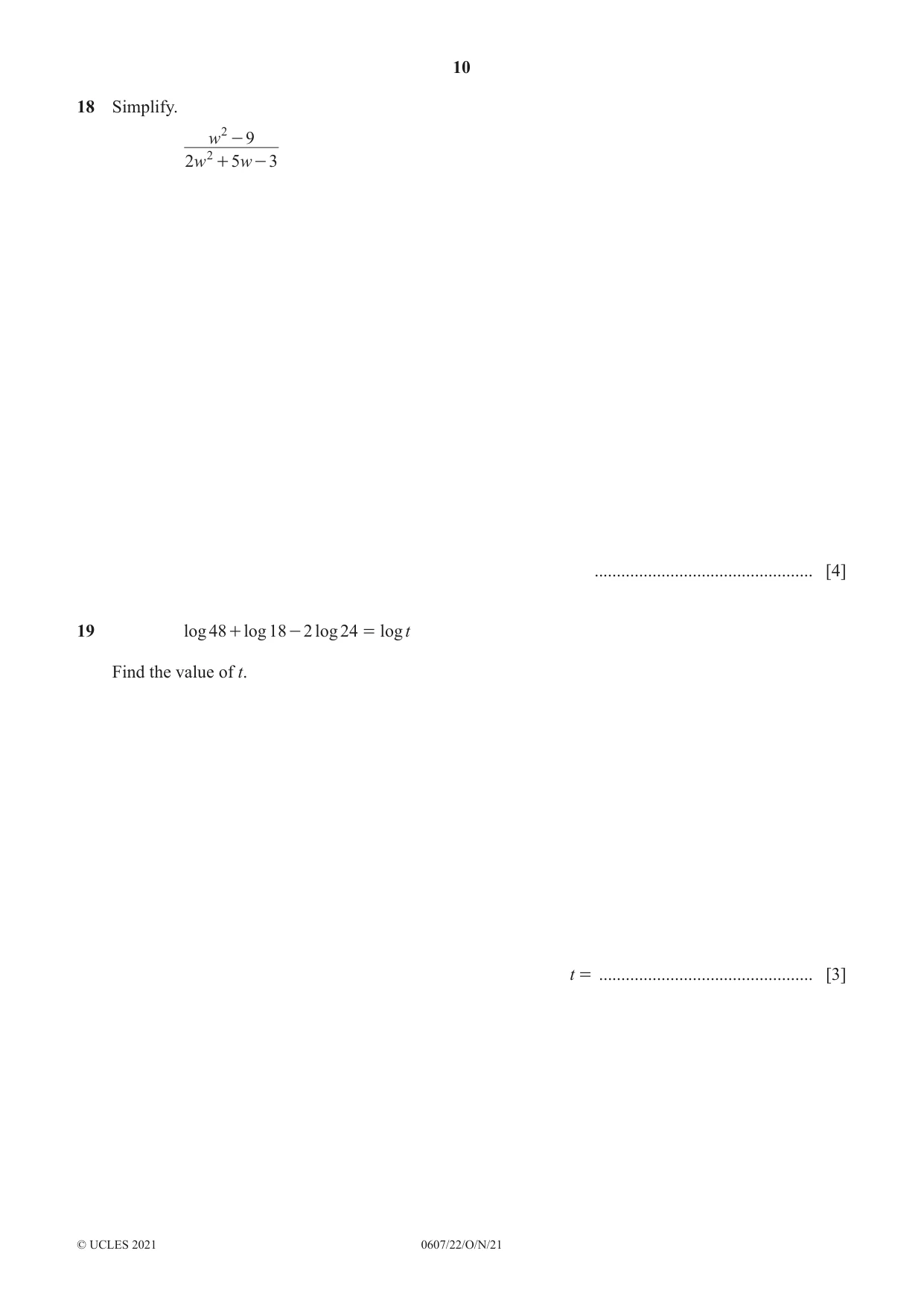 Cambridge IGCSE Mathematics - International 0607 2021 Oct/Nov Paper 2 · Variant 2 question paper, page 10 of 12
