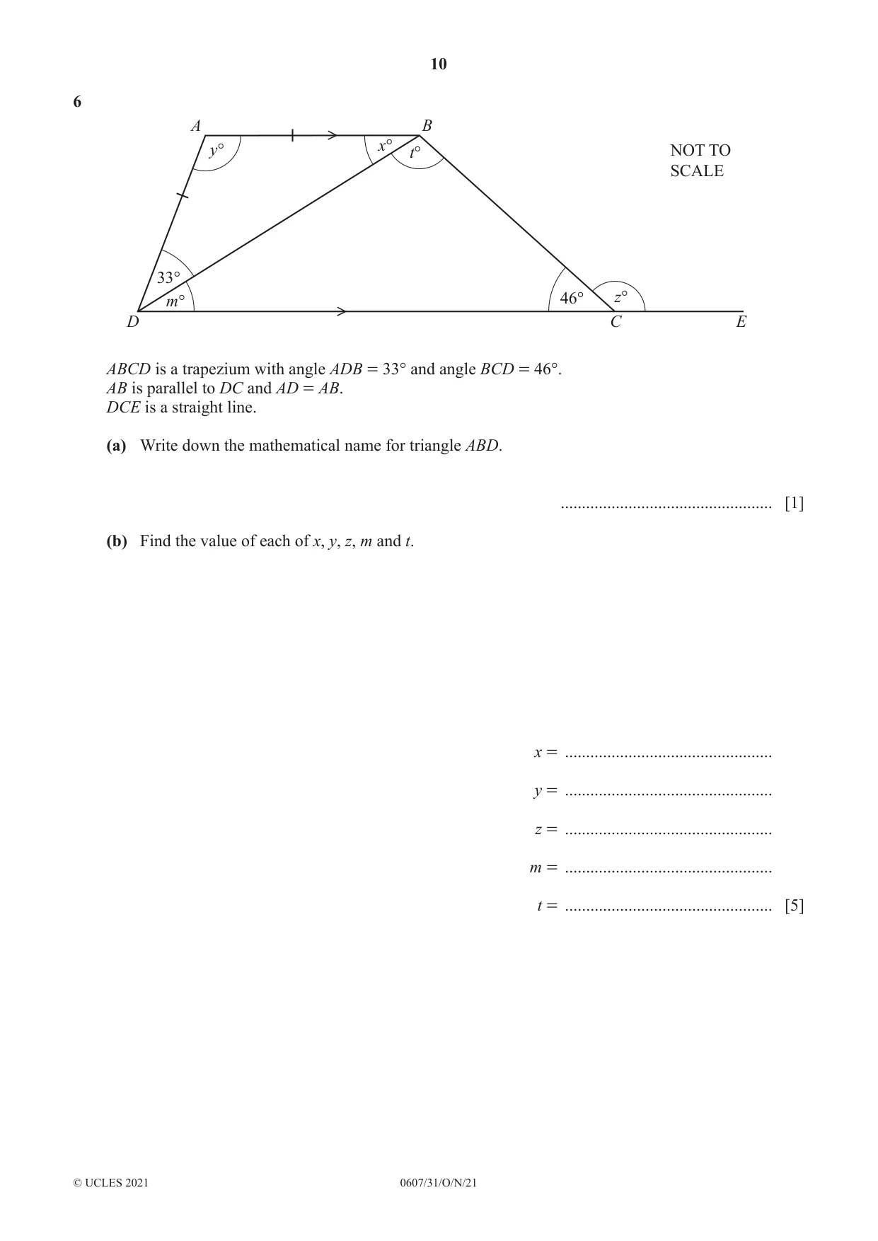 Cambridge IGCSE Mathematics - International 0607 2021 Oct/Nov Paper 3 · Variant 1 question paper, page 10 of 20